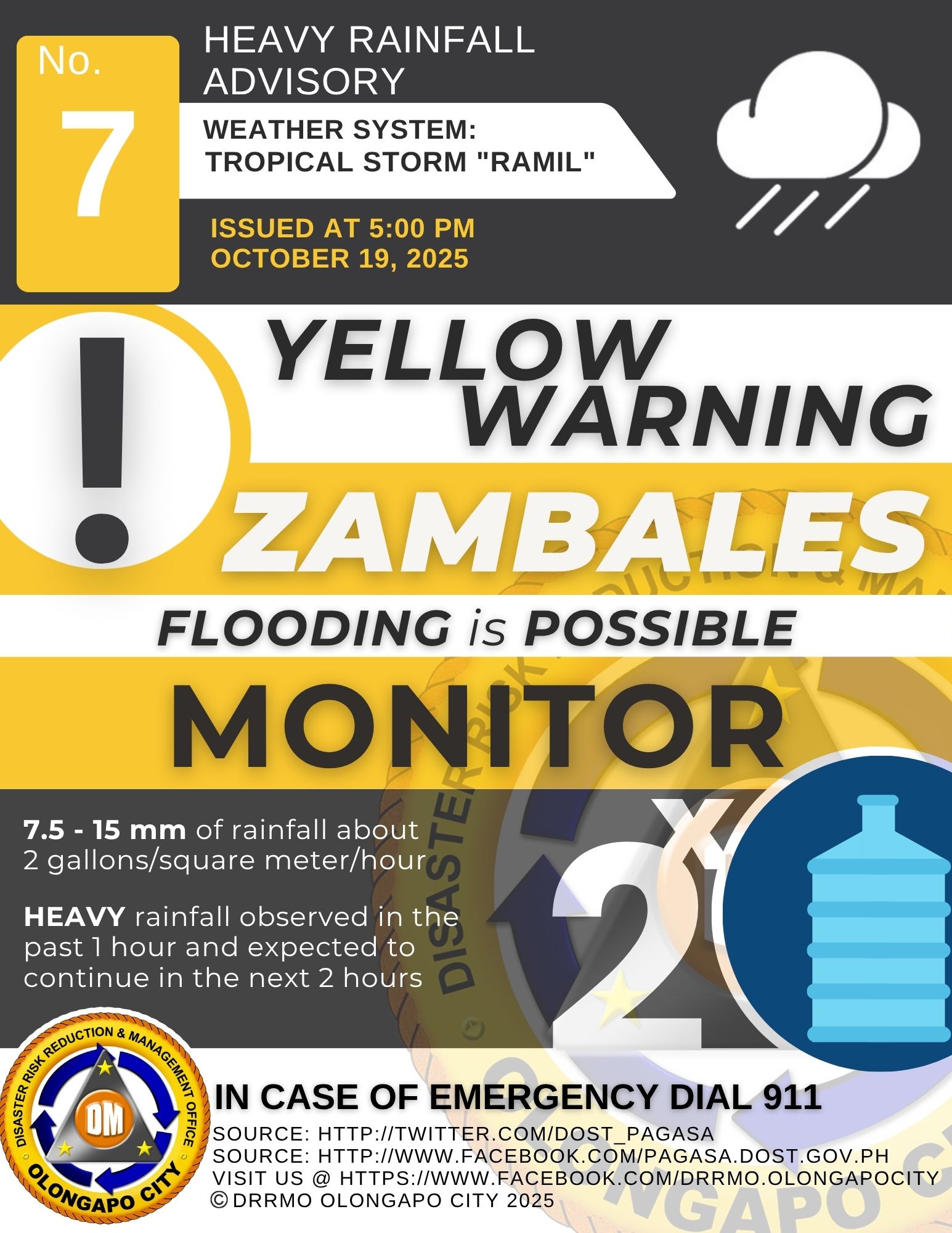 Heavy Rainfall Warning No. 7 #NCR_PRSD Weather System: Tropical Storm ...