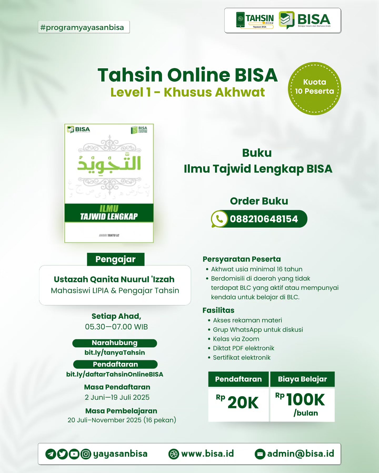 Belajar - 🟣 TABSYIIR! Pendaftaran Program Tahsin Online BISA 🟣
