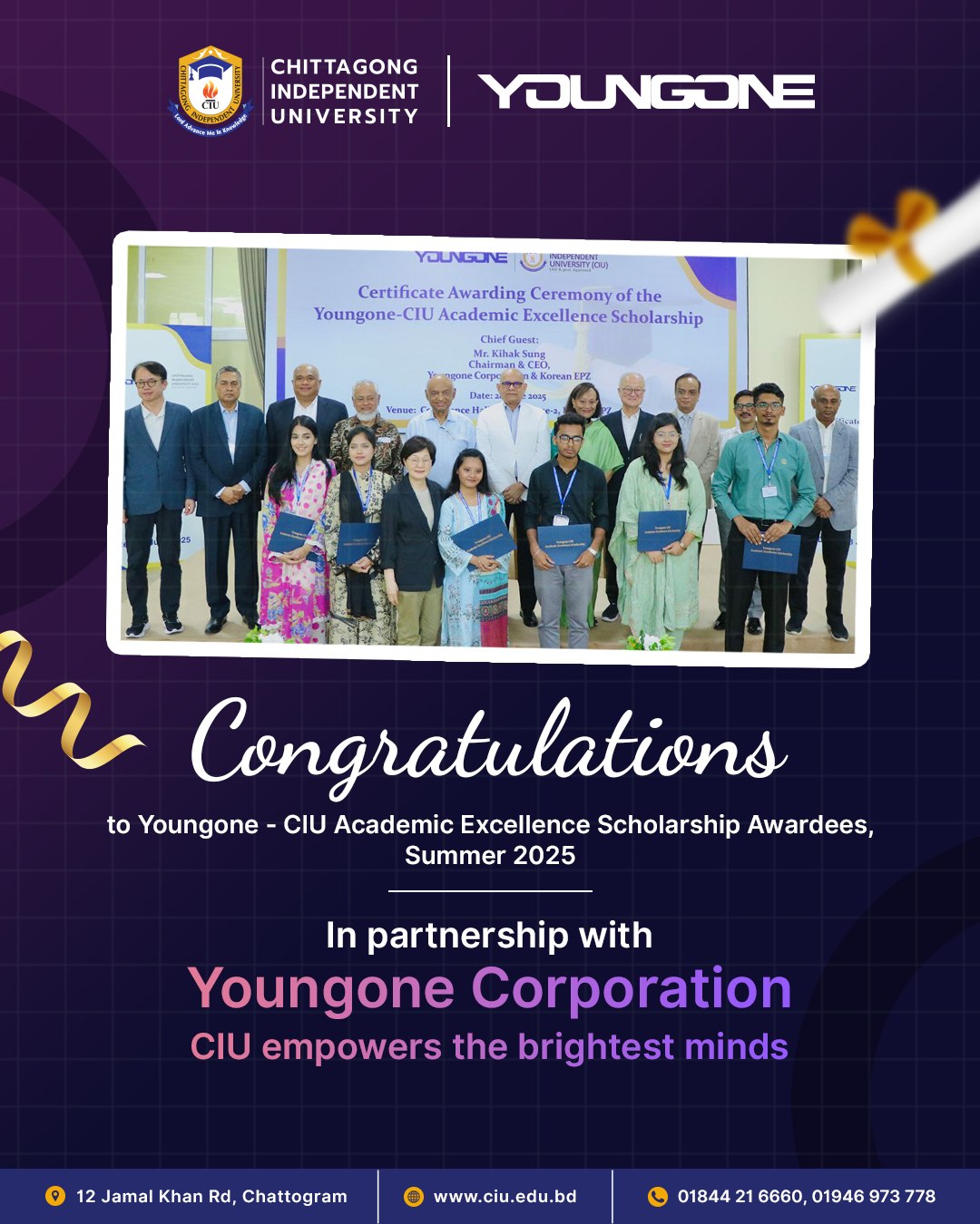 Chittagong - Congratulations to the recipients of the Youngone - CIU ...