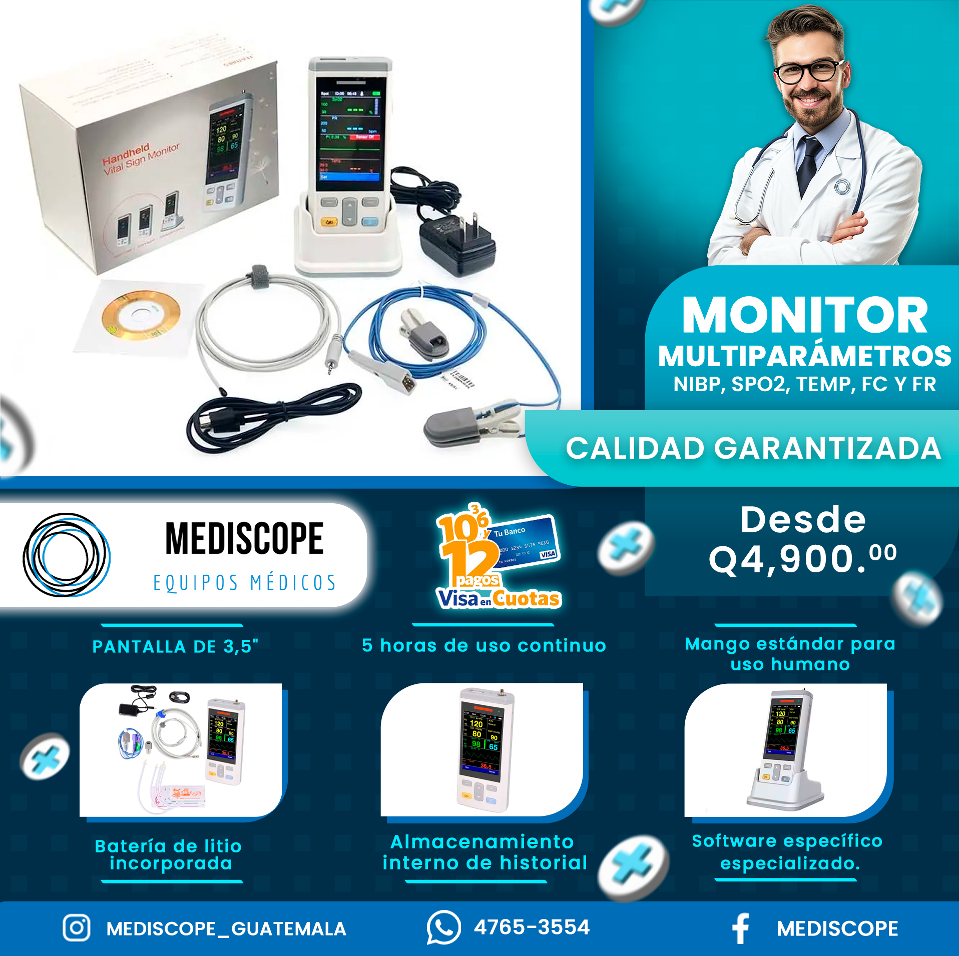 Mediscope - MONITOR MULTIPARÁMETROS CERTIFICADO 1. Saturación de ...
