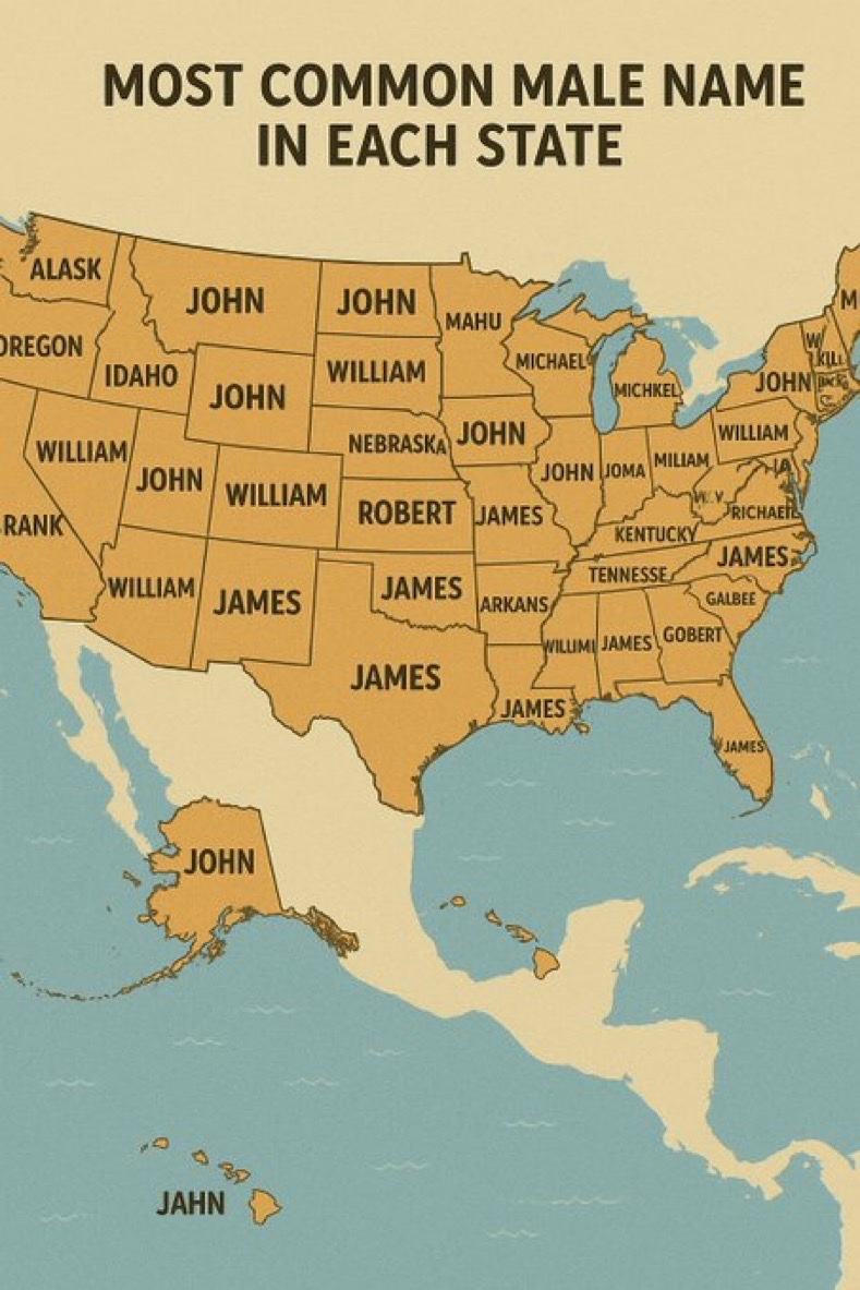 Brilliant Maps - Most Common Male Name In Each State... | Facebook