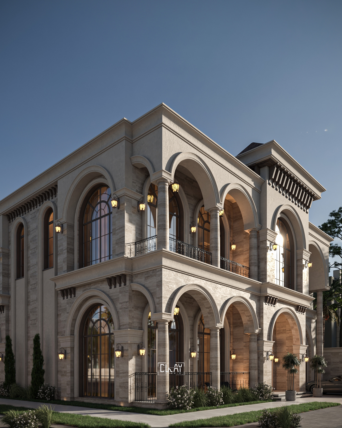 CLAY - Villa Elevation Design ♣️ By Clay Studio ™️ #rendering #insta # ...