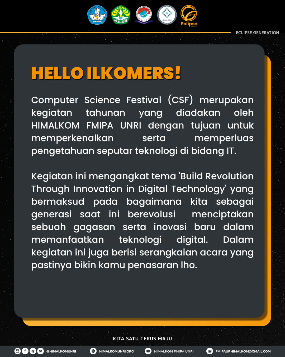 [ AGENDA HIMALKOM | COMING SOON CSF... - HIMALKOM FMIPA UNRI | Facebook