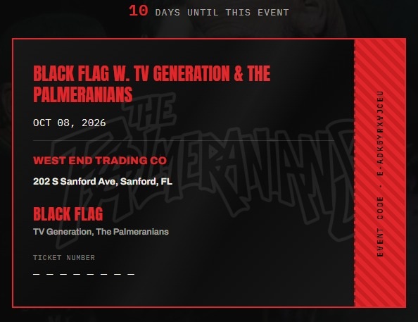 Black Flag 50th anniversary tour at West End Trading Co. in