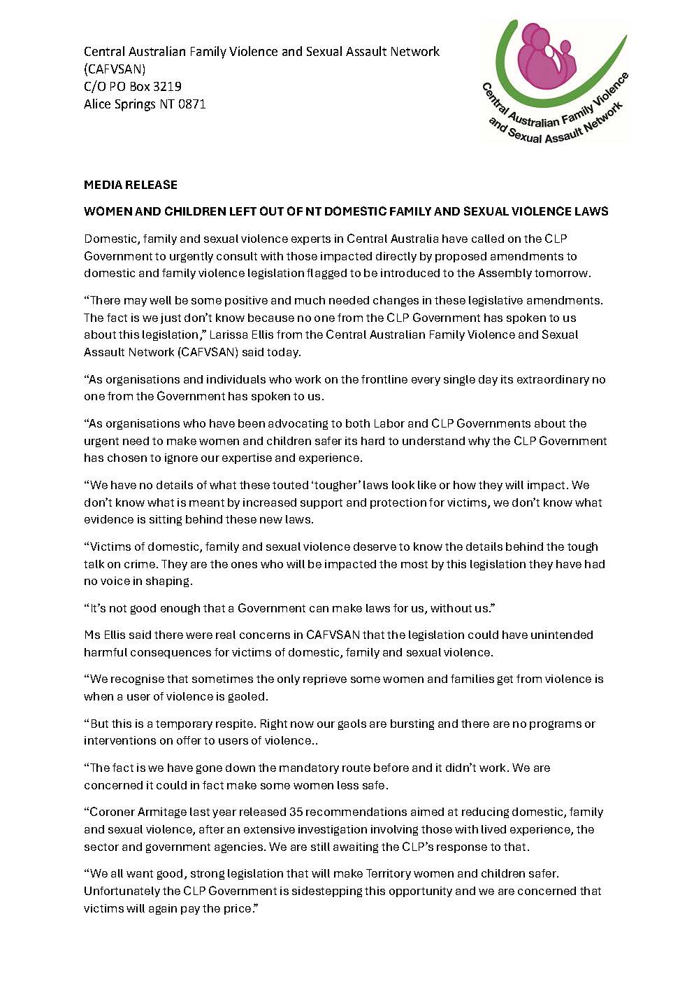 Women's Safety Services of Central Australia | Alice Springs NT