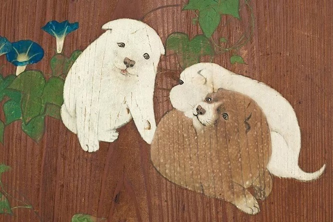 手摺木版画◎円山応挙 朝顔狗子図◎東京国立博物館限定三百部犬 手摺木