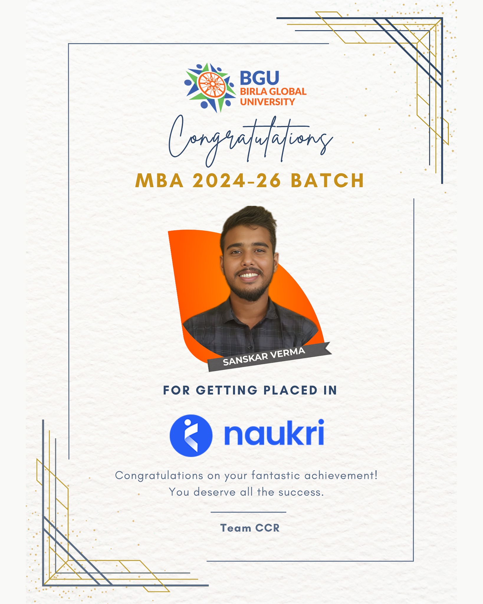 Birla - 🎉 Heartiest Congratulations, Sanskar Verma! 🎓 We’re proud to ...