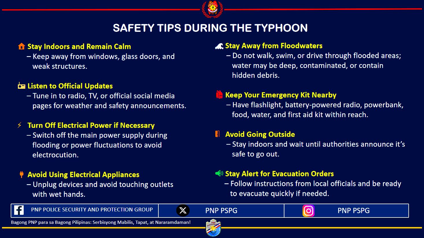 PNP - 🌧️ LOOK | SAFETY TIPS DURING THE TYPHOON! 🌧️ Laging tandaan ...