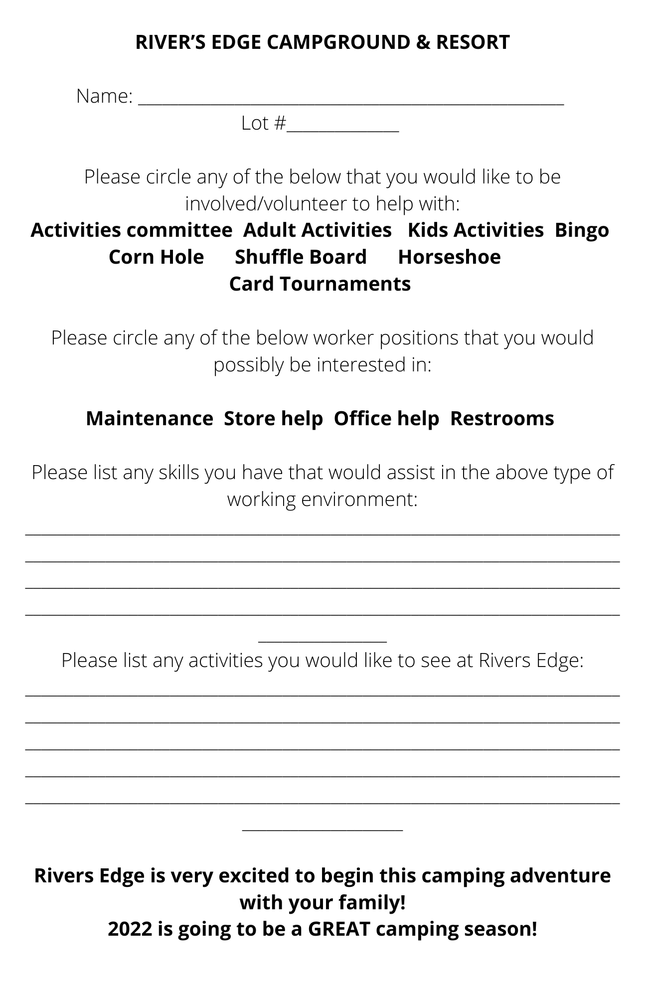 These forms can be... - River's Edge Campground and Resort | Facebook