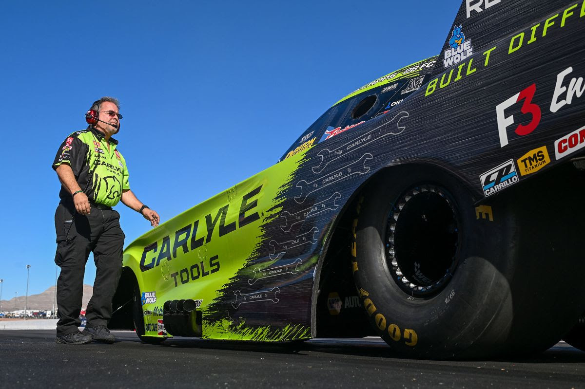   Lady Carlyle “set” In a historic Top Fuel vs. Funny Car final round between Ron Capps