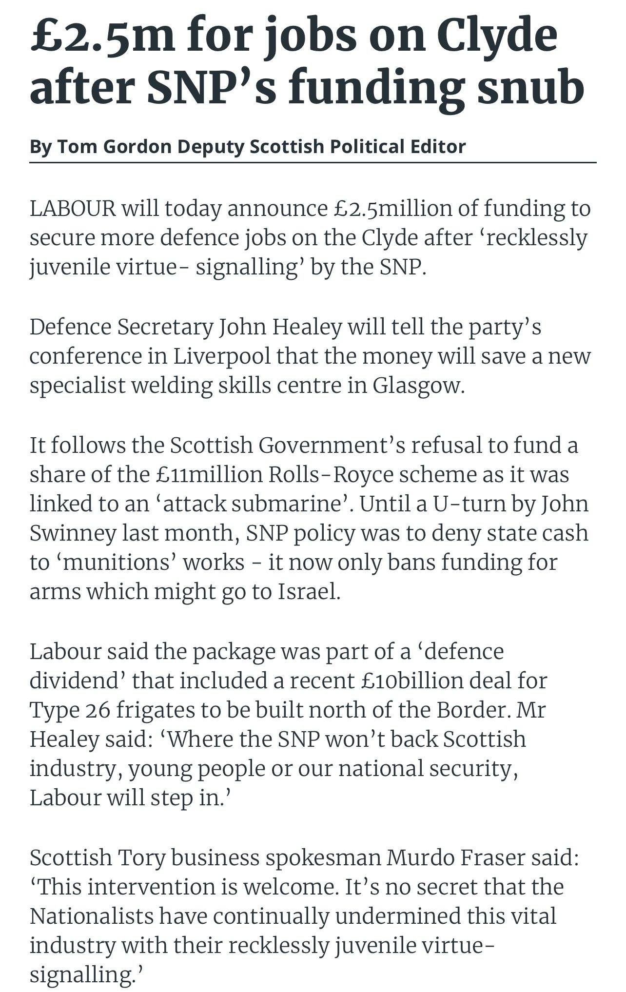 United - If the SNP will not support the Defence Industry based around ...