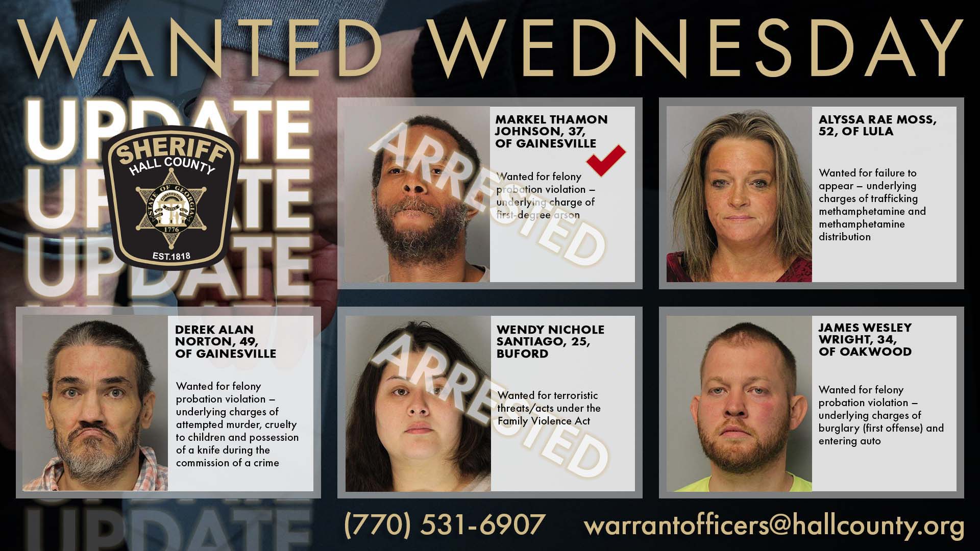 𝗨𝗣𝗗𝗔𝗧𝗘, 𝗠𝗼𝗻𝗱𝗮𝘆, 𝗢𝗰𝘁. 𝟭𝟯 –... - Hall County Sheriff's Office | Facebook