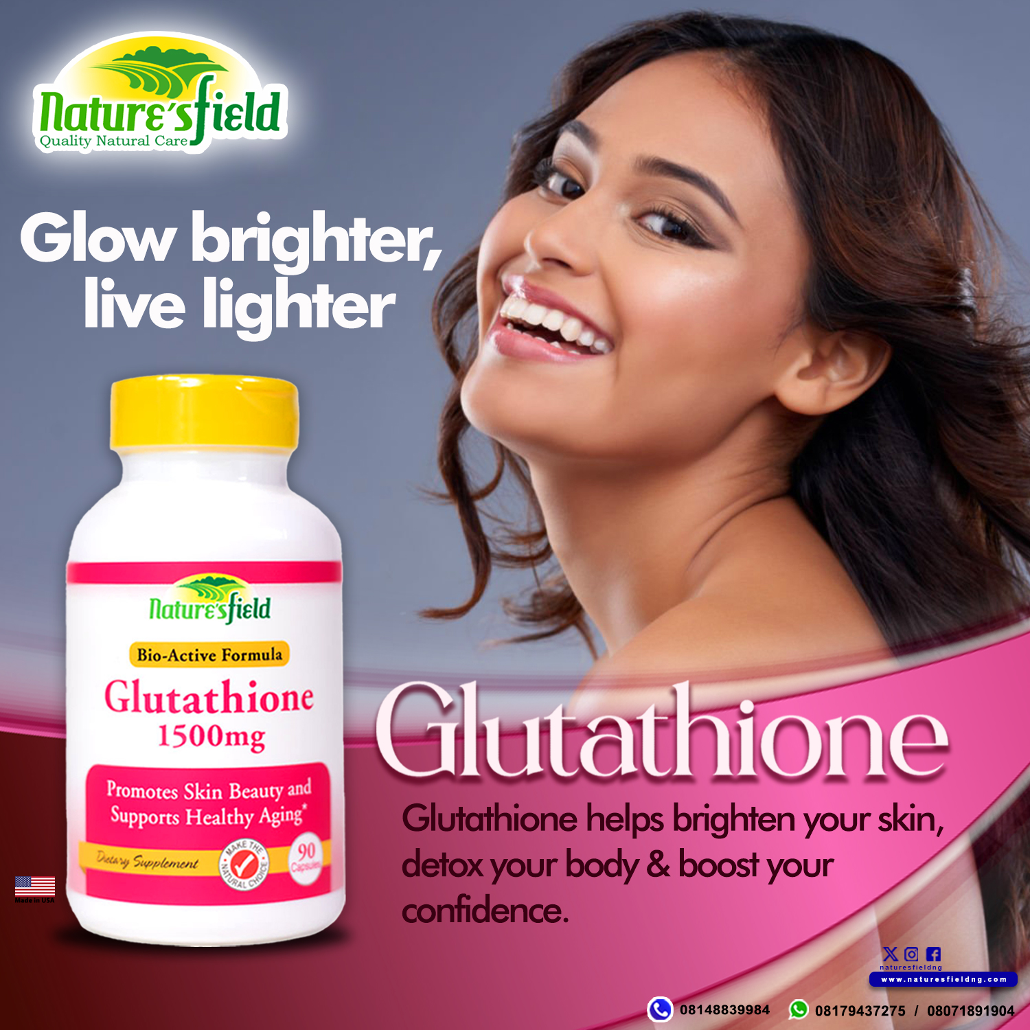 does l glutathione really whiten skin You don't need filters when your naturally glows! Daily Naturesfield supplement supports even skin tone, fades dark spots, and gives you that healthy, lit-from-within shine . #NoFilterNeeded #GlowingSkin #HealthyBeauty #naturesfieldng # Tripeptide-1 | GHK peptide Size_60 Capsules SIZE:15mL Micro Batch