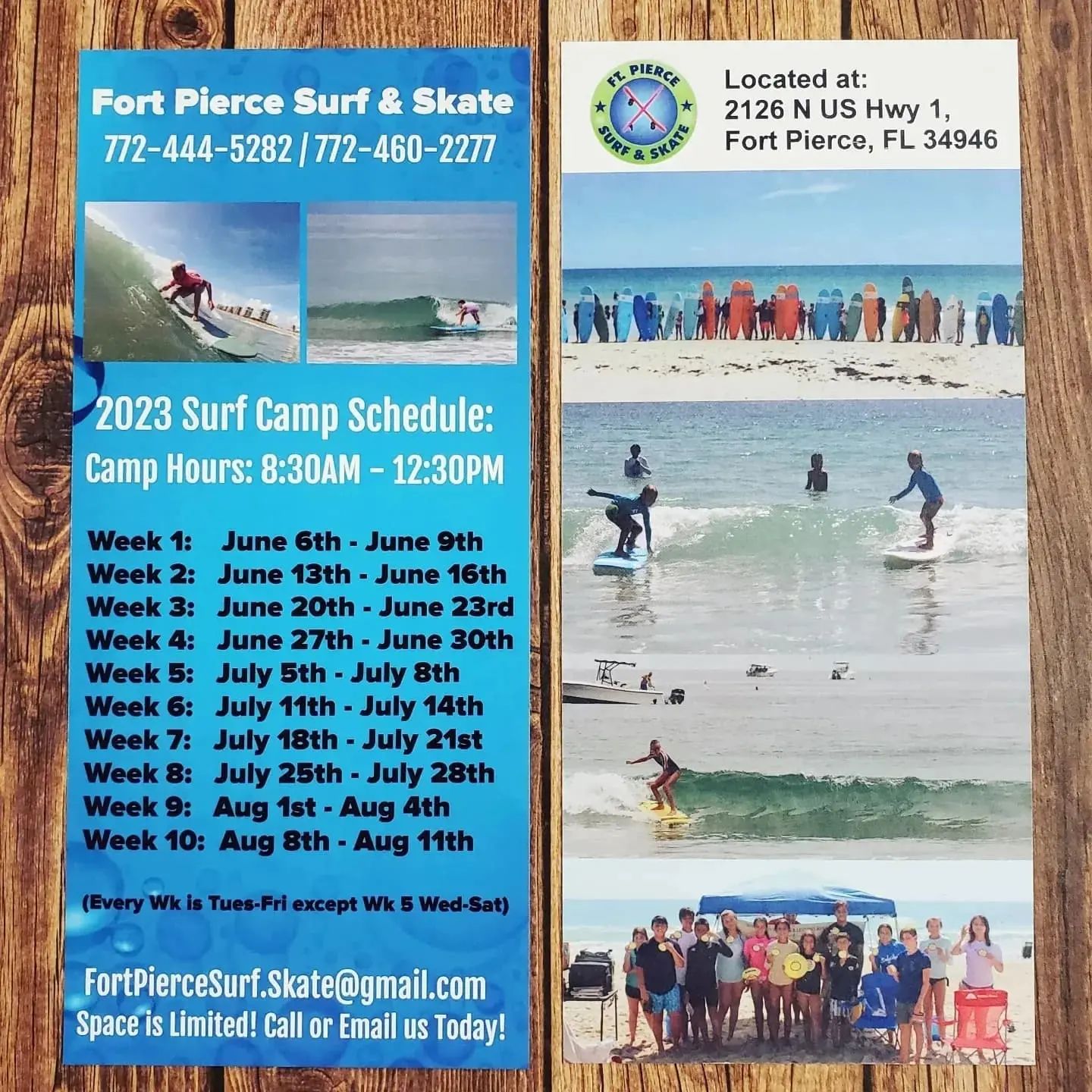Summer surf camp 2023 sign up at Fort Pierce Surf & Skate