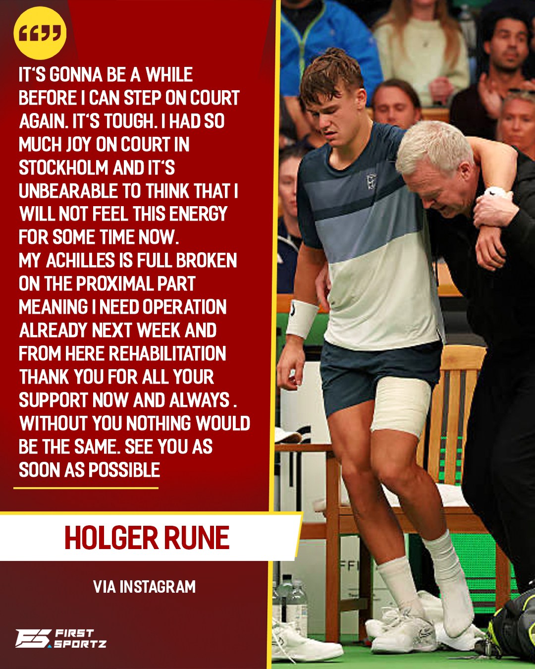 FirstSportz - Holger Rune shares injury update via Instagram story ...