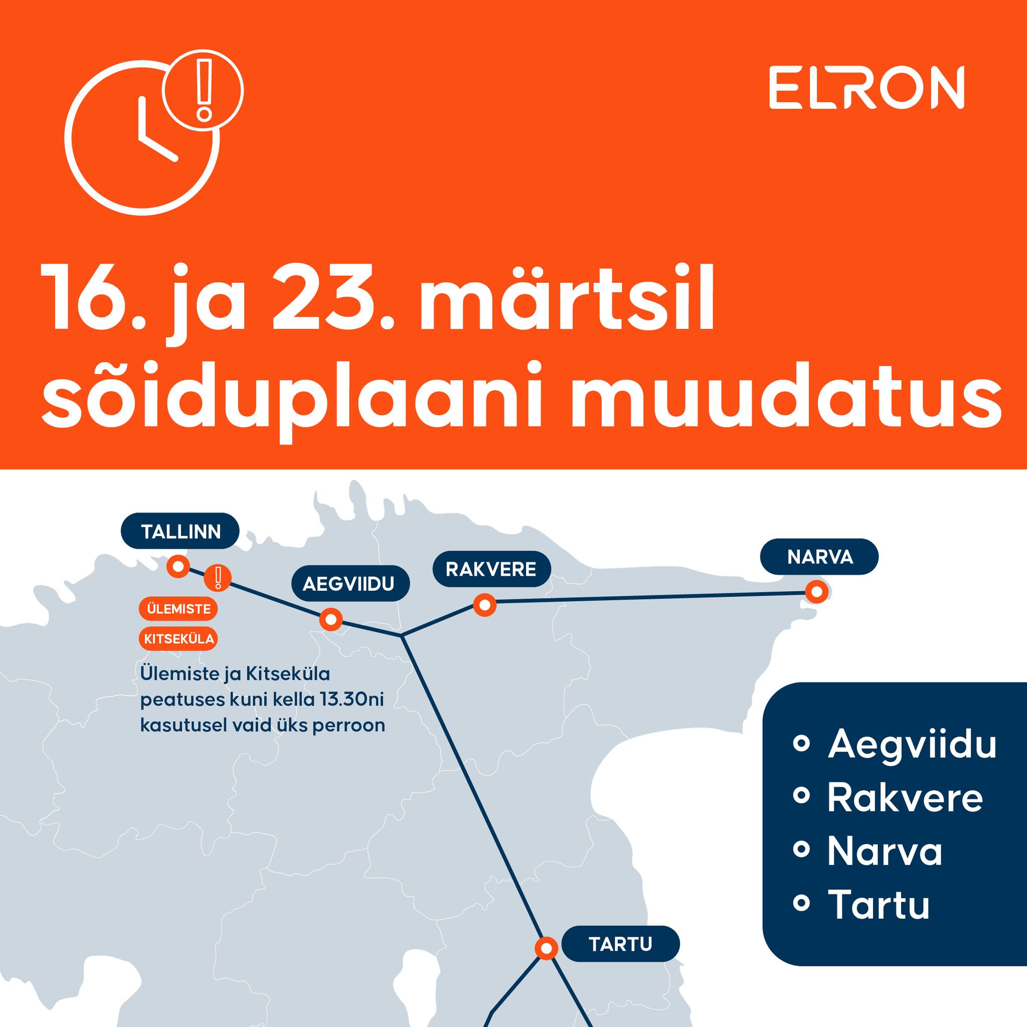 Elron - TÄHELEPANU, ida- ja lõunasuuna reisijad, Tallinn -... | Facebook