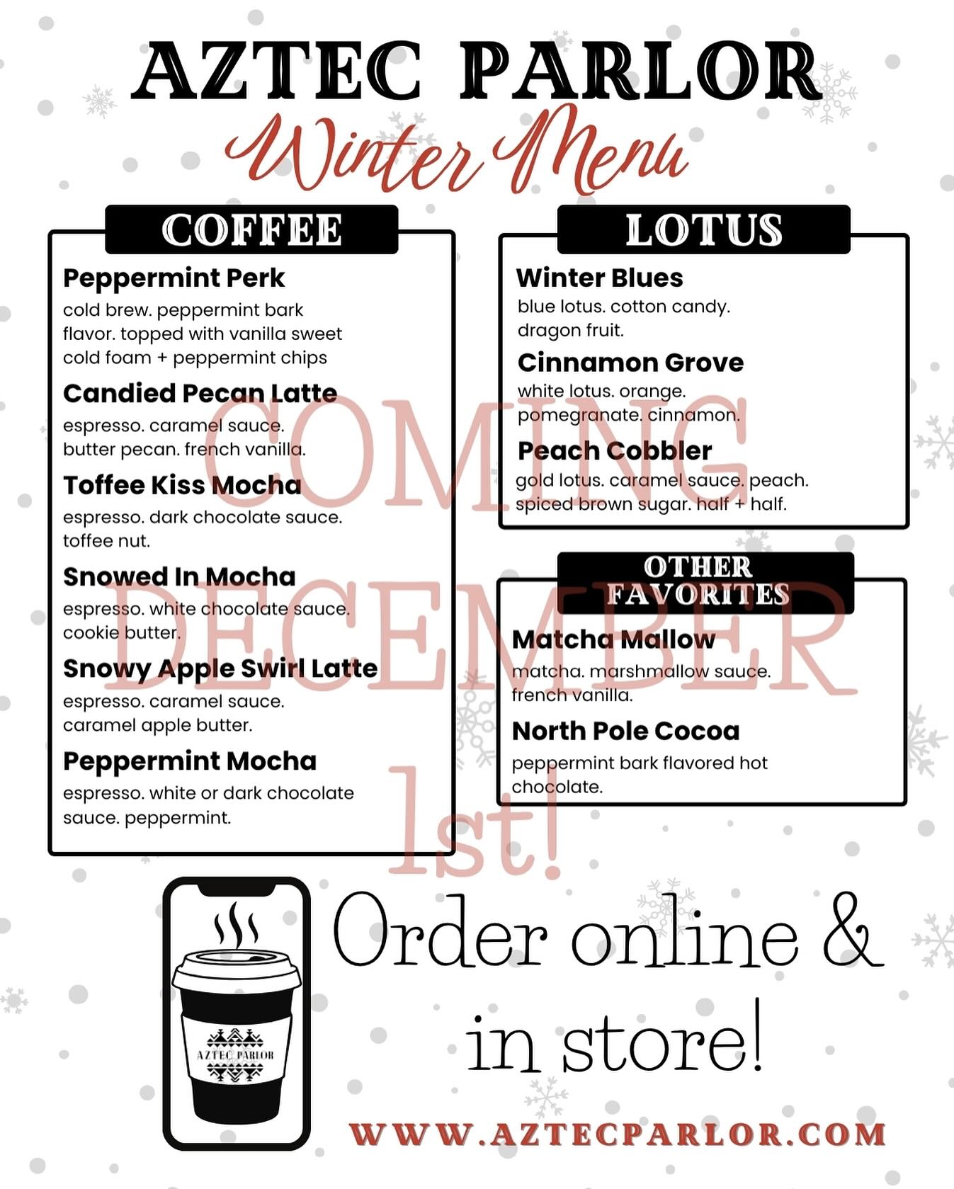 Aztec - :: winter menu 2025 preview :: •coming to you 12.1.2025• What ...