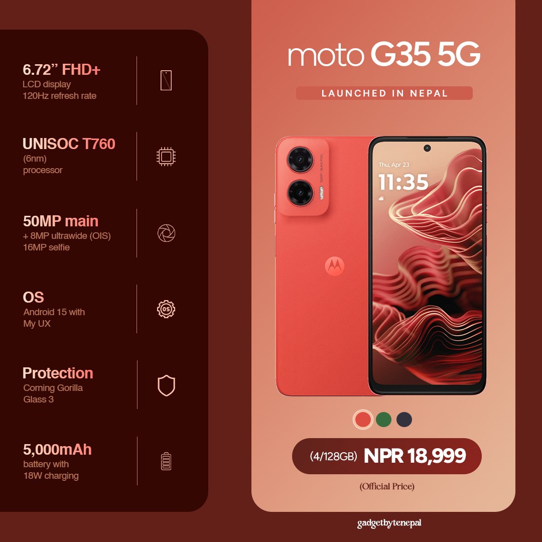 Gadgetbyte - The new Moto G35 5G brings a 120Hz display and 📸 an ...