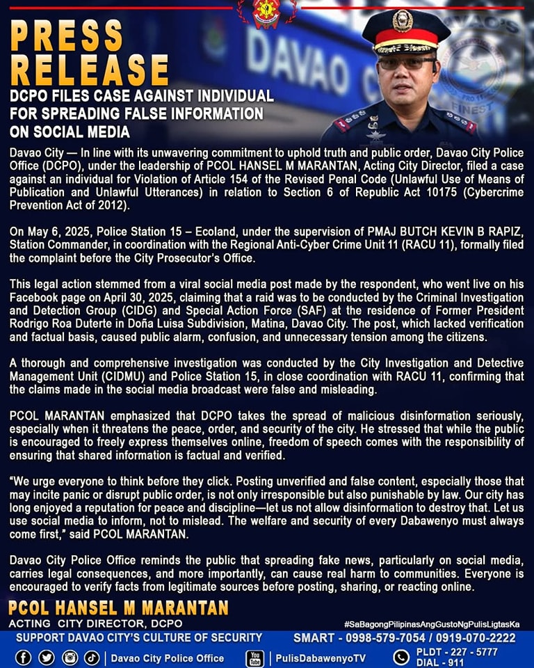 SunStar Davao - DCPO FILES CASE OVER FALSE RAID CLAIM The... | Facebook