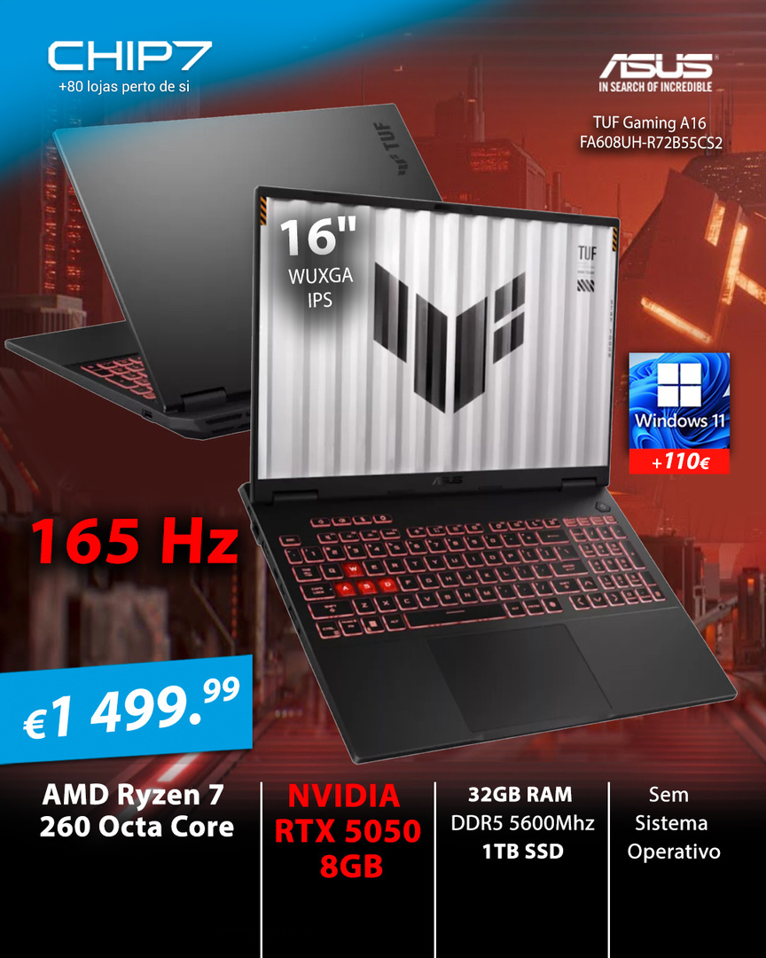 Loja - Portátil ASUS - AMD Ryzen 7 260 / RTX 5050 8GB / 32GB DDR5 / 1TB ...