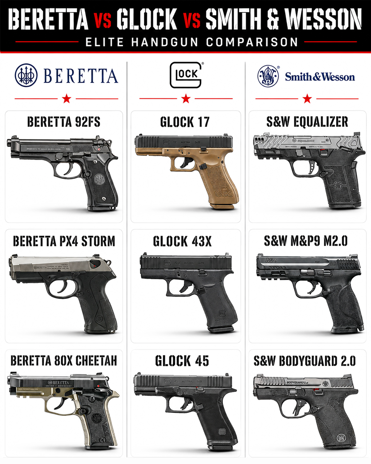 Beretta 92 🇮🇹 vs CZ 75 B 🇨🇿 vs Glock 17 🇦🇹