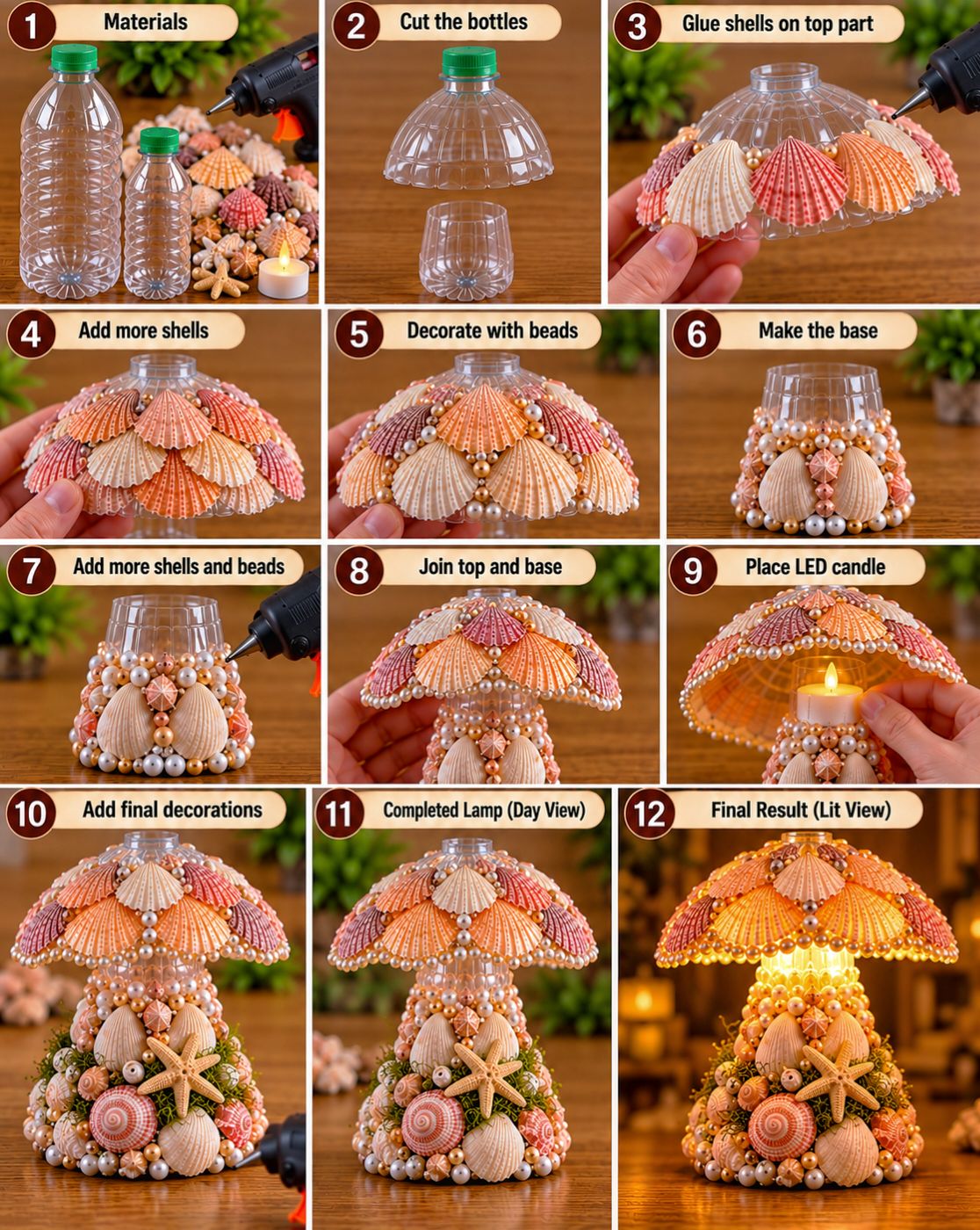 Y*I様 ShellLamp Baby mix LTD t.beachcraft 🕯️ DIY Seashell Bottle Lamp Turn recycled plastic bottles and