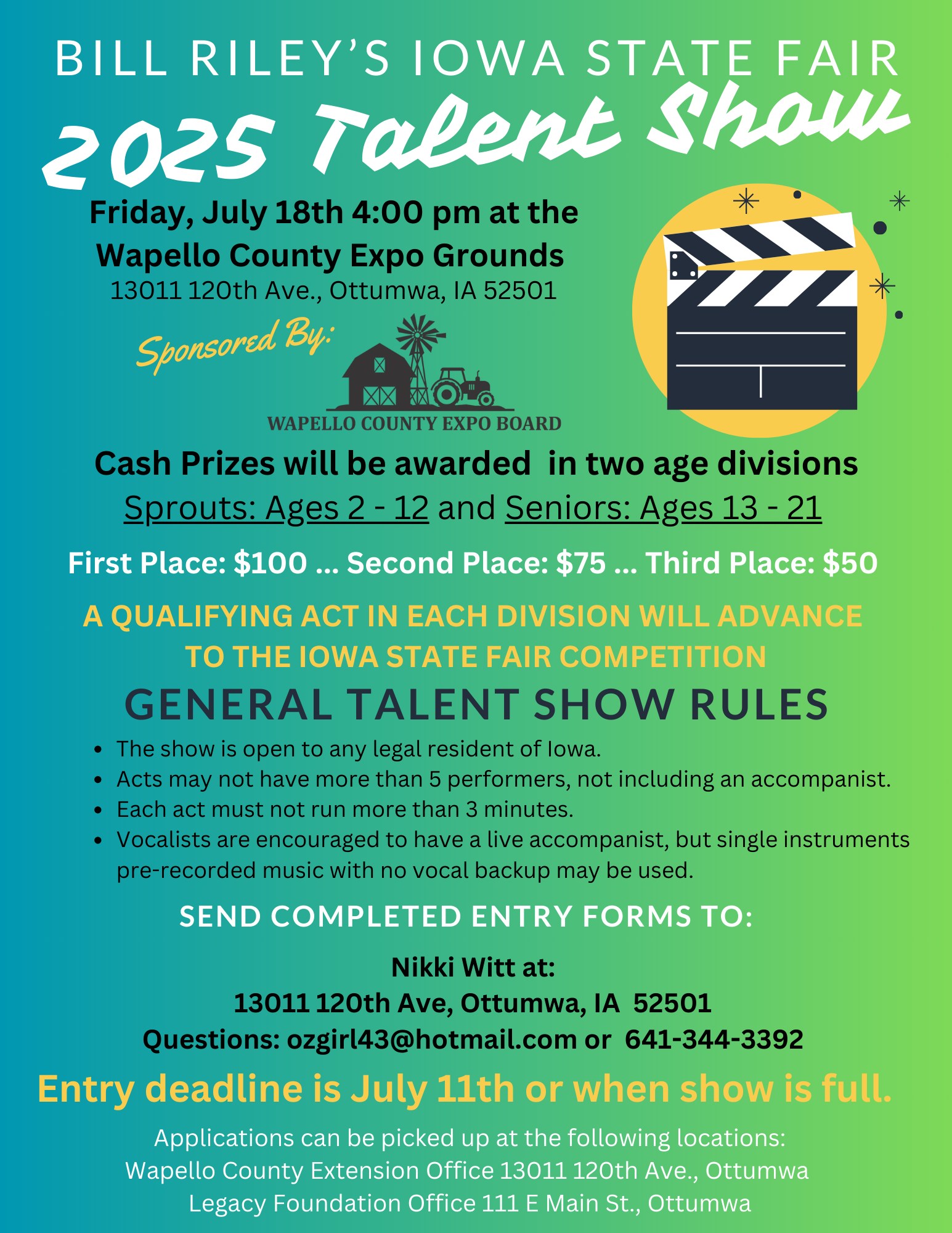 Iowa - 🎤 Calling all talented youth! The 2025 Bill Riley Talent Search ...