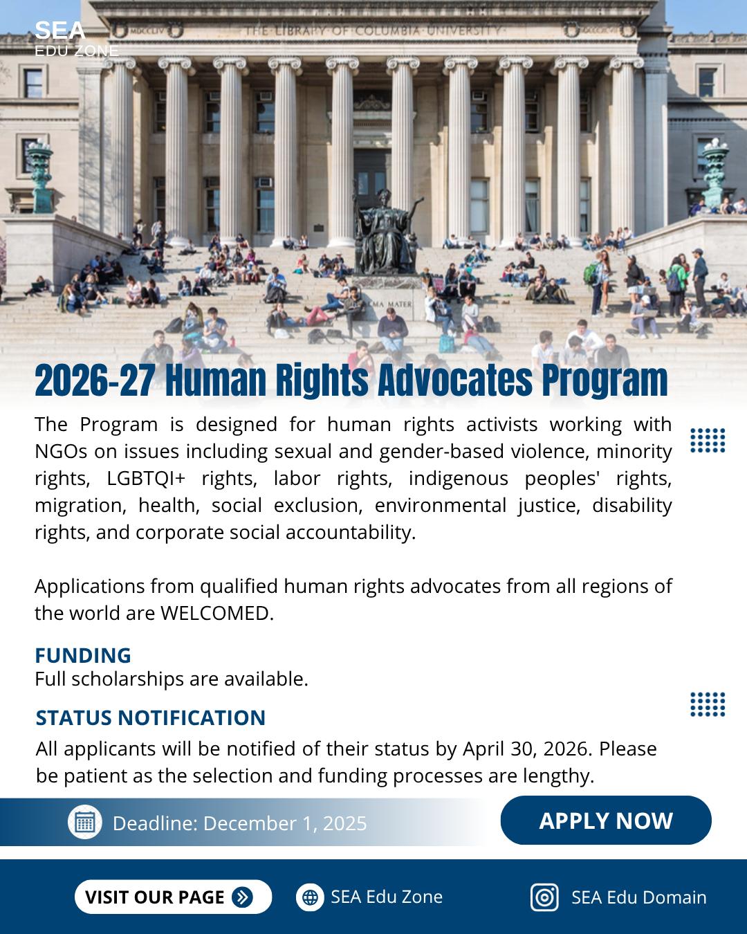 SEA - 2026-27 Human Rights Advocates Program The Human Rights Advocates ...