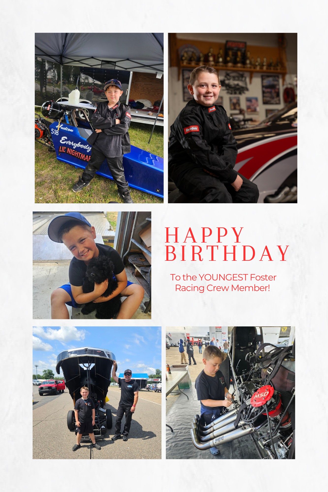 Foster Racing - Happy Birthday to Hudson our youngest crew member, we ...