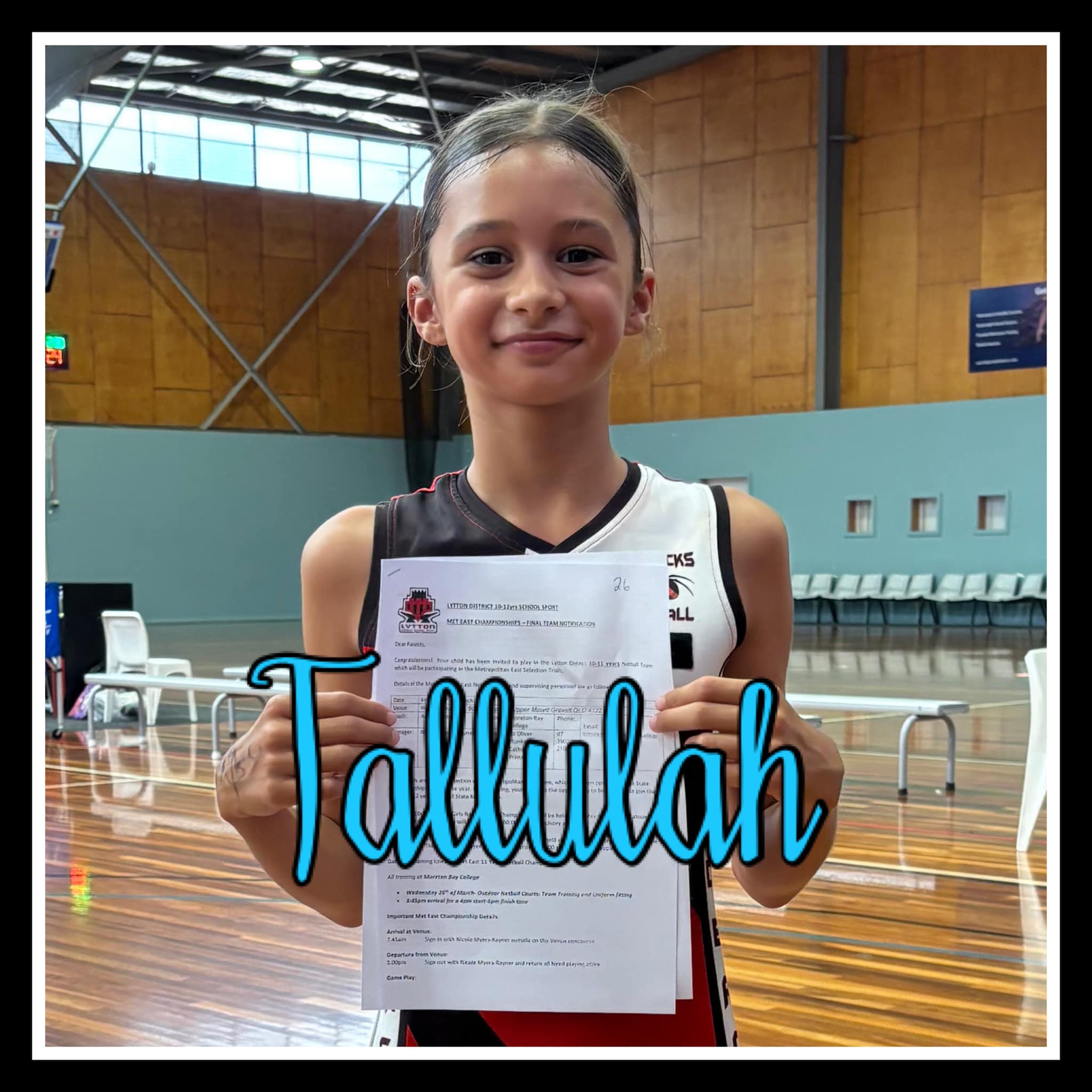 Congratulations to Tallulah on her... - Redbacks Netball | Facebook