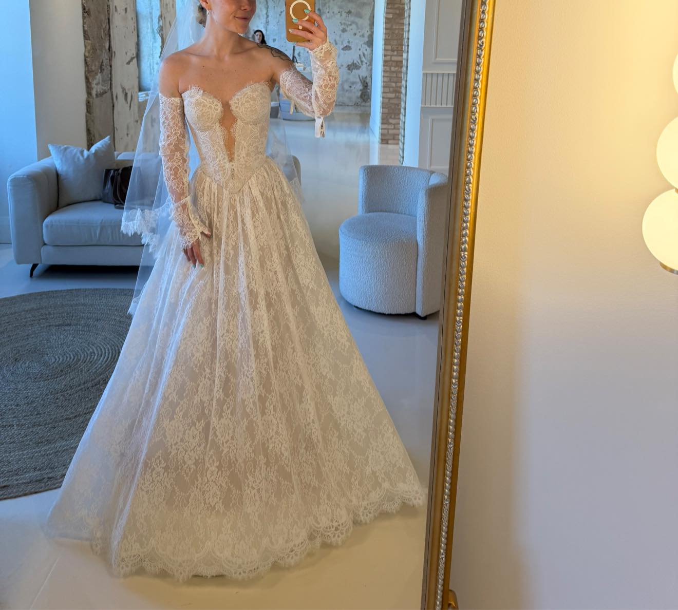 Can someone please photoshop the V in the chest of this dress and close it with lace to be more modest? Thanks so much!