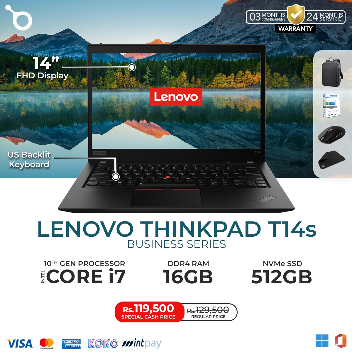 Serious performance. Sleek design. The Lenovo ThinkPad T14s 