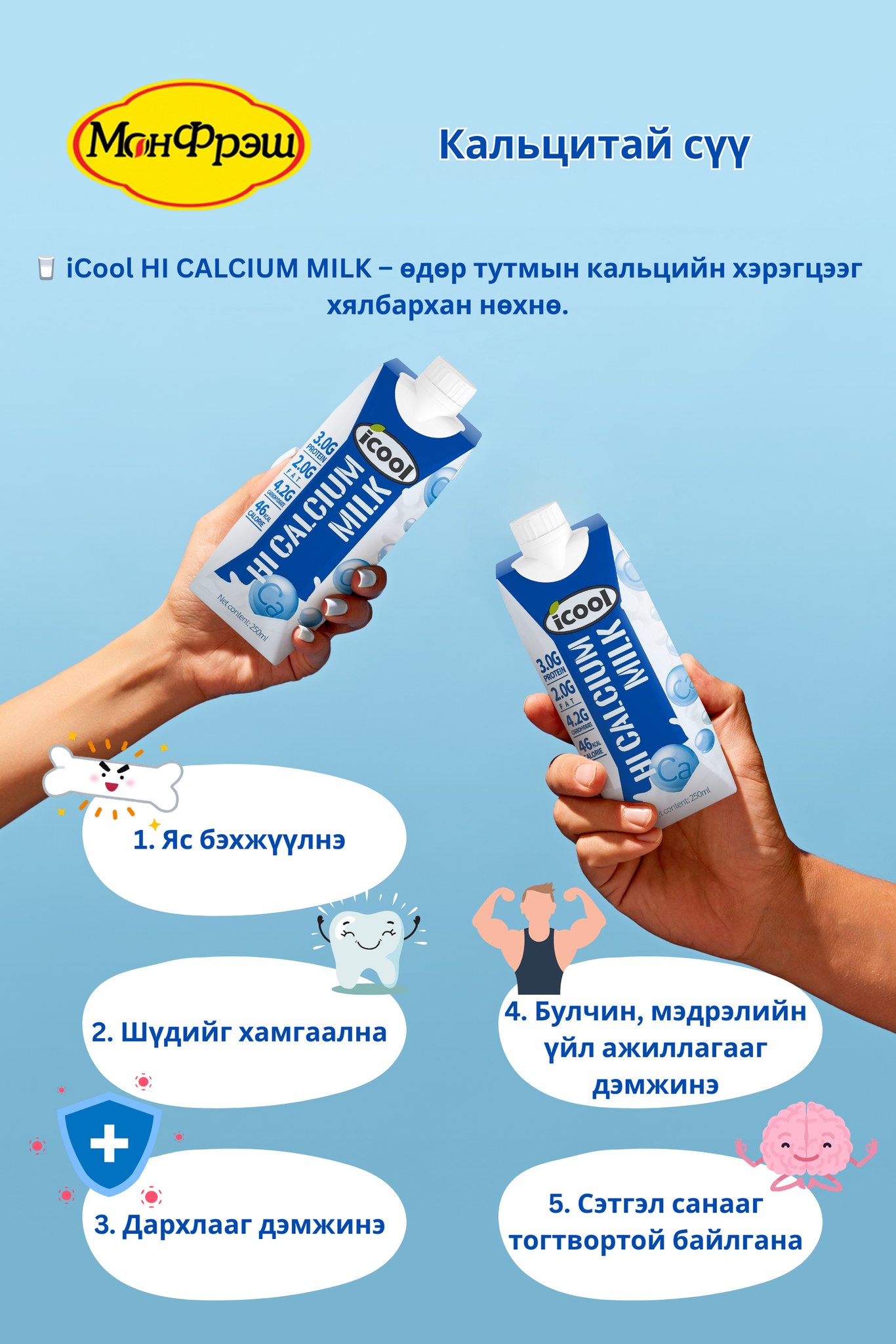 Monfresh - 🍼 Кальцитэй сүү – Эрүүл мэндийн өдөр тутмын дэмжлэг! iCool ...