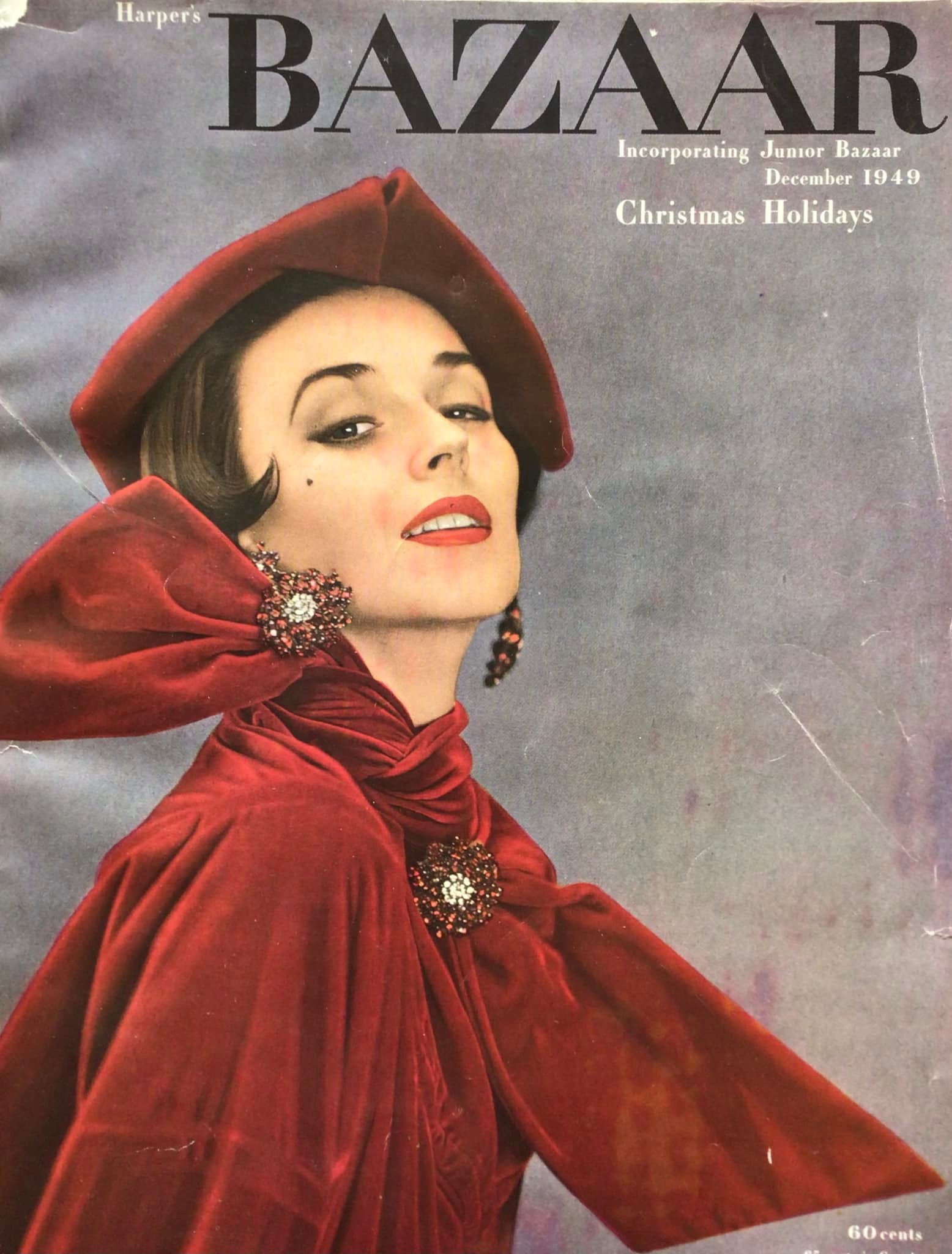 Today's Magazine Monday features Dorian Leigh swathed in red