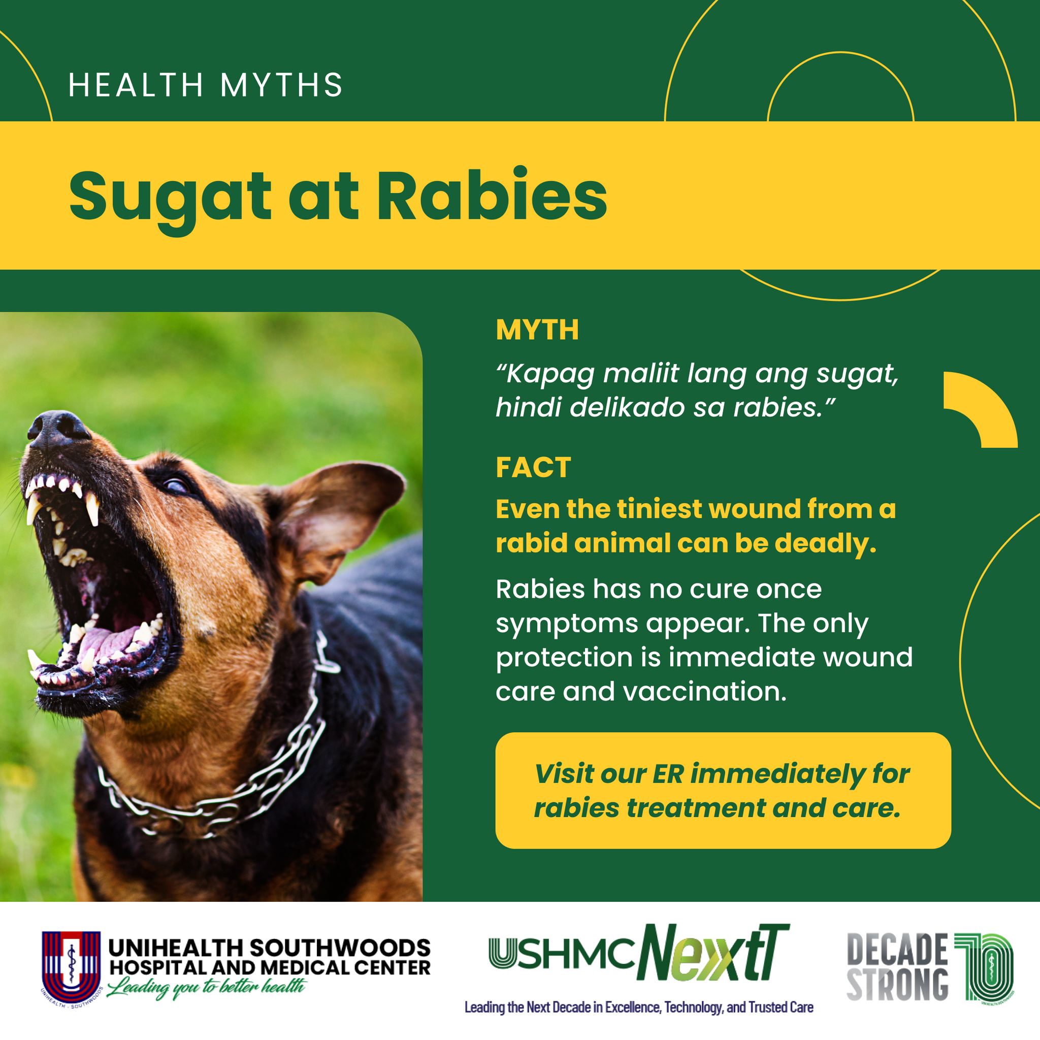 Unihealth - MYTH! Kahit maliit lang ang sugat o gasgas mula sa hayop ...