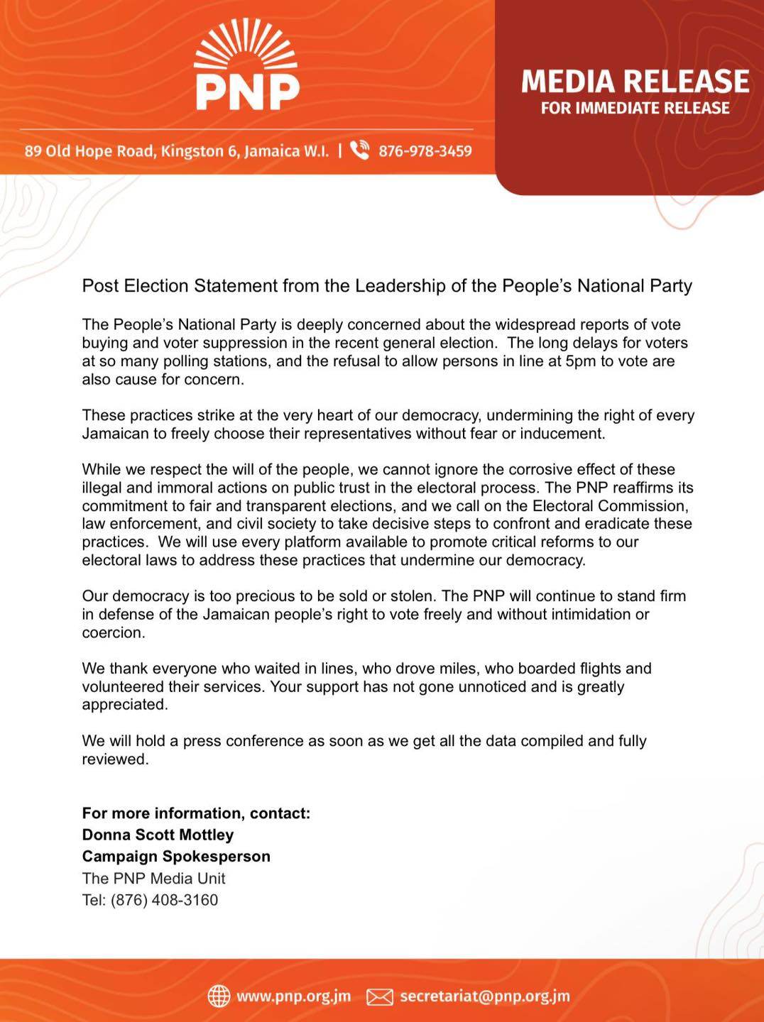 The People's - Post Election Statement from the Leadership of the ...