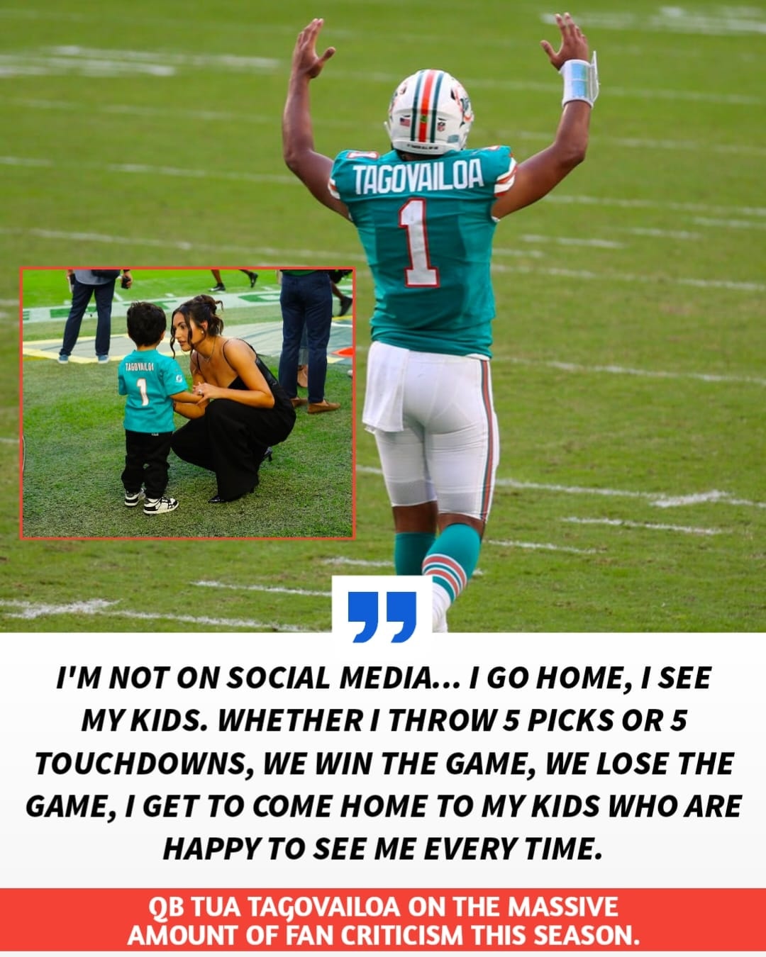 Touchdown - QB Tua Tagovailoa with a powerful message amid criticism ️🏈 ...