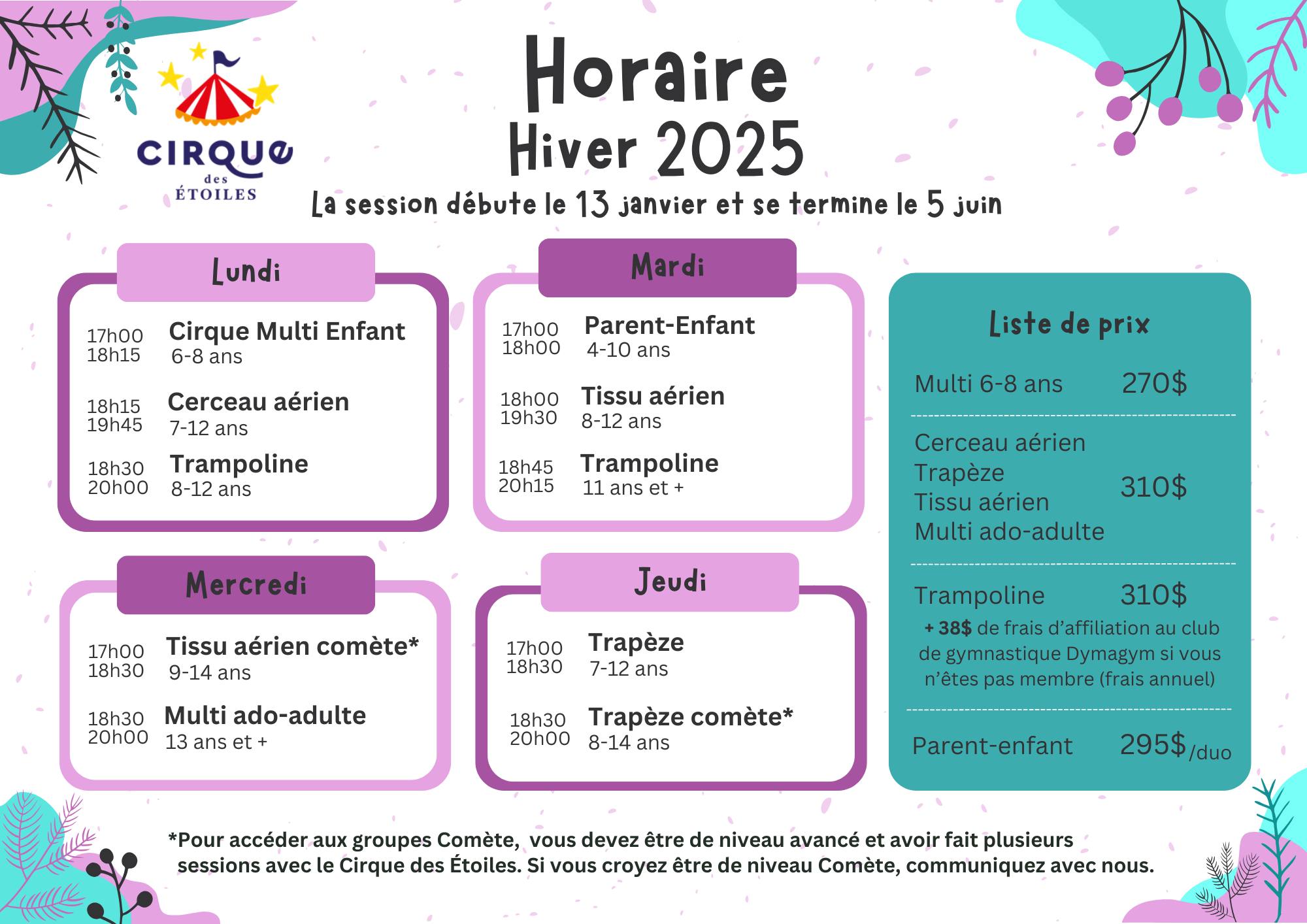 Cirque - 𝐋𝐞𝐬 𝐢𝐧𝐬𝐜𝐫𝐢𝐩𝐭𝐢𝐨𝐧𝐬 𝐩𝐨𝐮𝐫 𝐥𝐚 𝐬𝐞𝐬𝐬𝐢𝐨𝐧 𝐝’𝐡𝐢𝐯𝐞𝐫 𝟐𝟎𝟐𝟓 𝐚𝐫𝐫𝐢𝐯𝐞𝐧𝐭 ! Dates ...