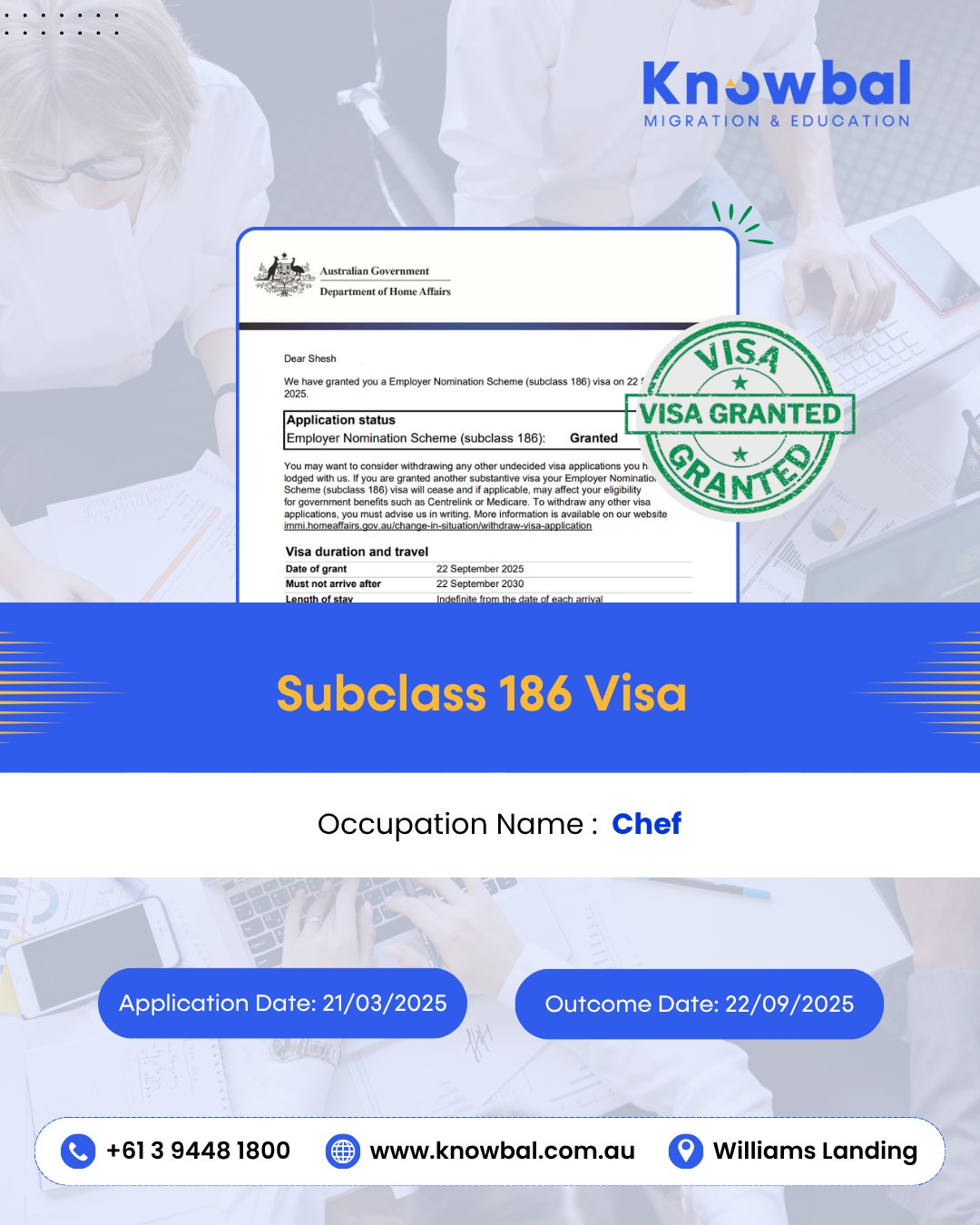 🎉 Visa Grant Success! | Subclass 186... - Knowbal Migration | Facebook