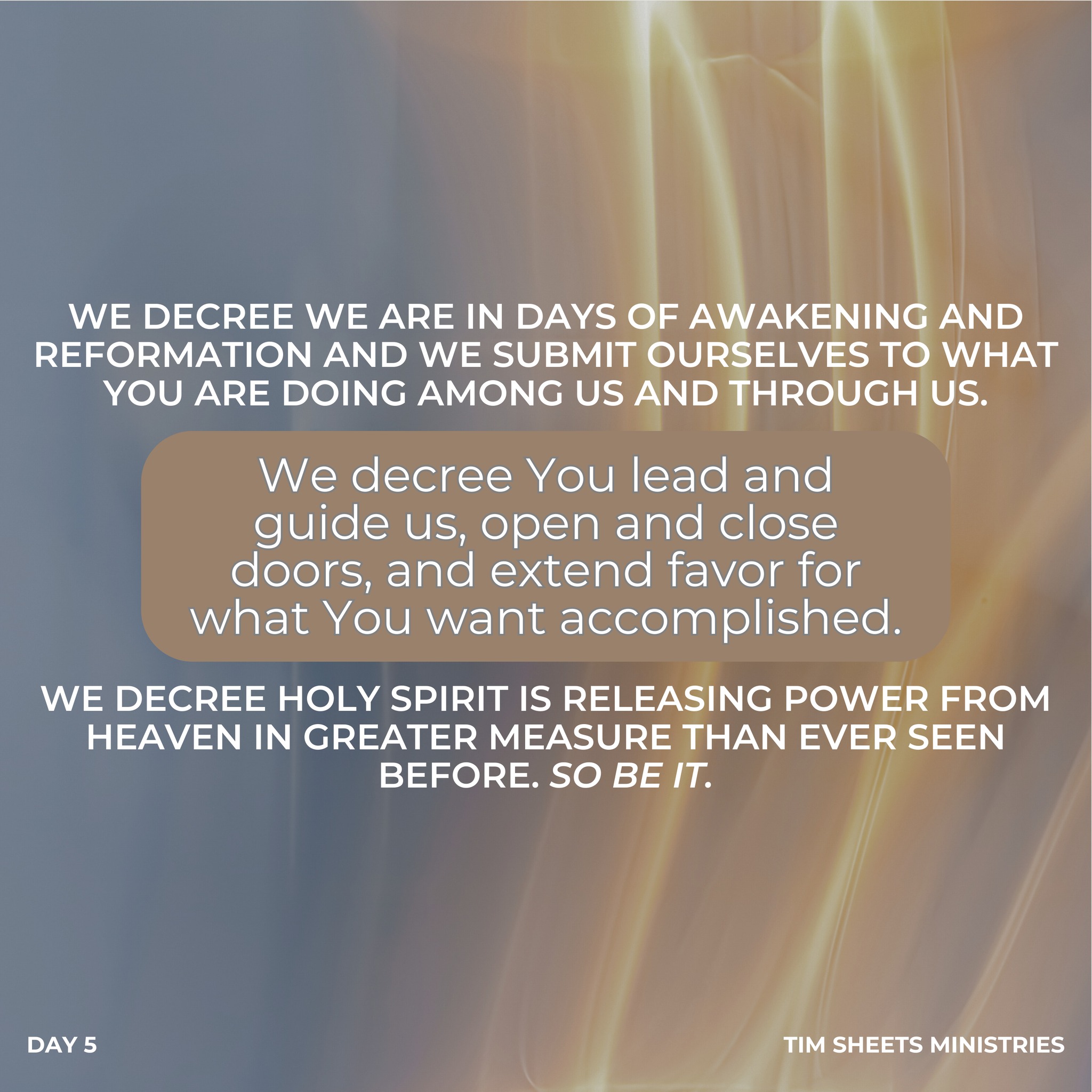 Tim Sheets - Day 5 Thursday, January 16 We decree we are... | Facebook