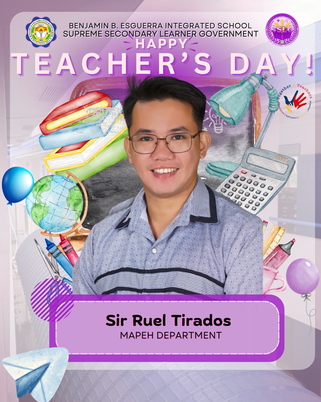 Benjamin - HAPPY TEACHERS DAY 👩‍🏫👨‍🏫🥰 SIR RUEL TIRADOS From all of us ...