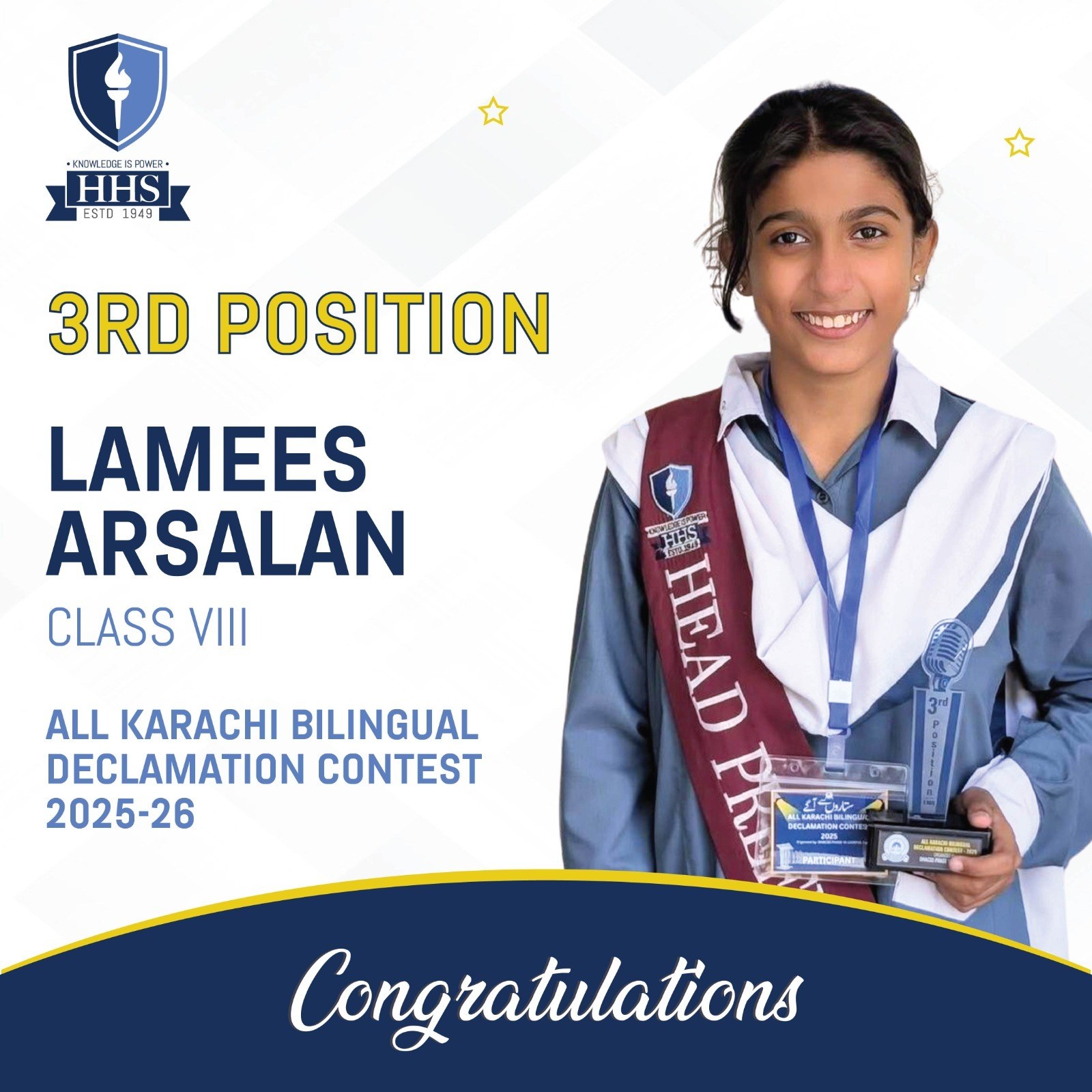 HHS - HHS School System is proud to announce that Lamees Arsalan (Grade ...