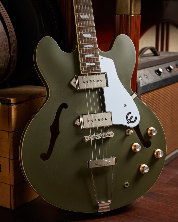 Up close and personal with the Casino Worn in Olive Drab #epiphone