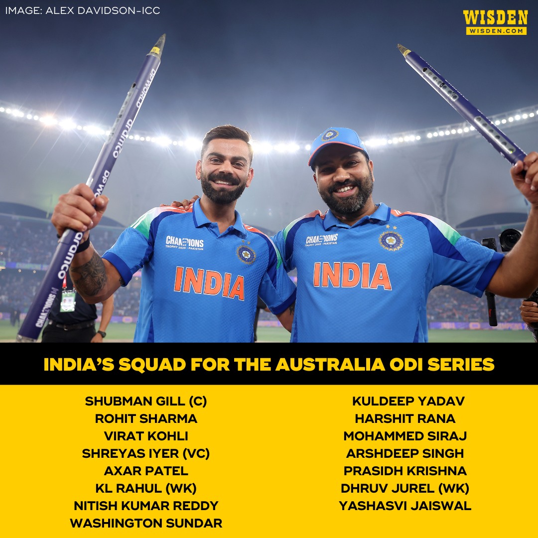 Wisden Cricket - 🚨 Shubman Gill has been named the ODI... | Facebook