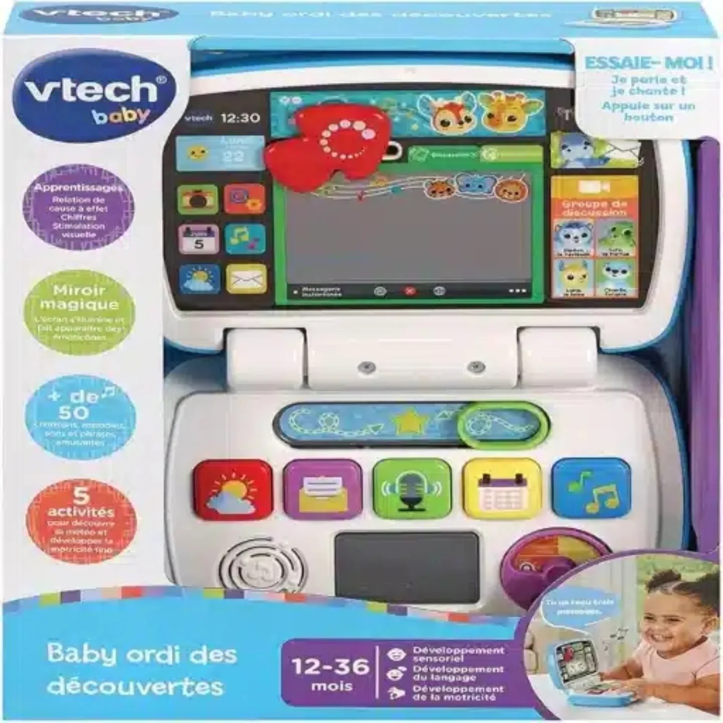 VTech P'tit Volant Des Découvertes – Volant Musical Lumineux – Plus De 45 Chansons – Clé, Klaxon, Clignotants – 6 Mois à 3 Ans – Version FR