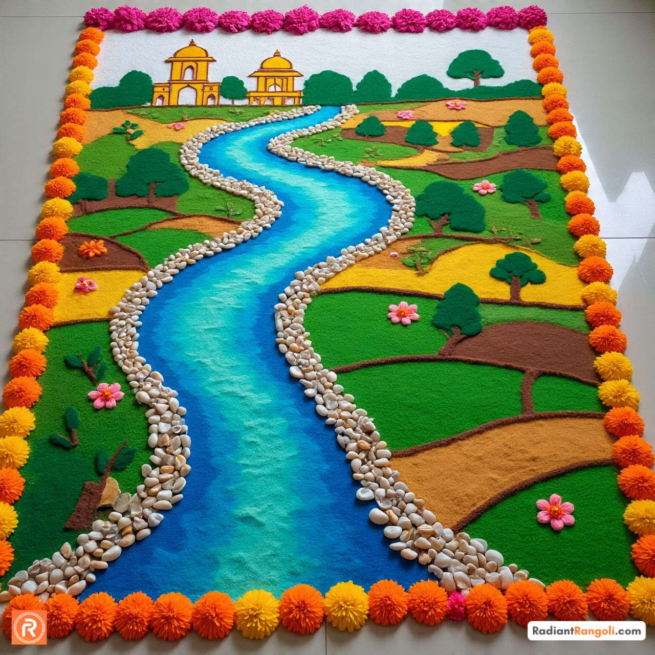 Rangoli Art - A Very beautiful River Rangoli... | Facebook