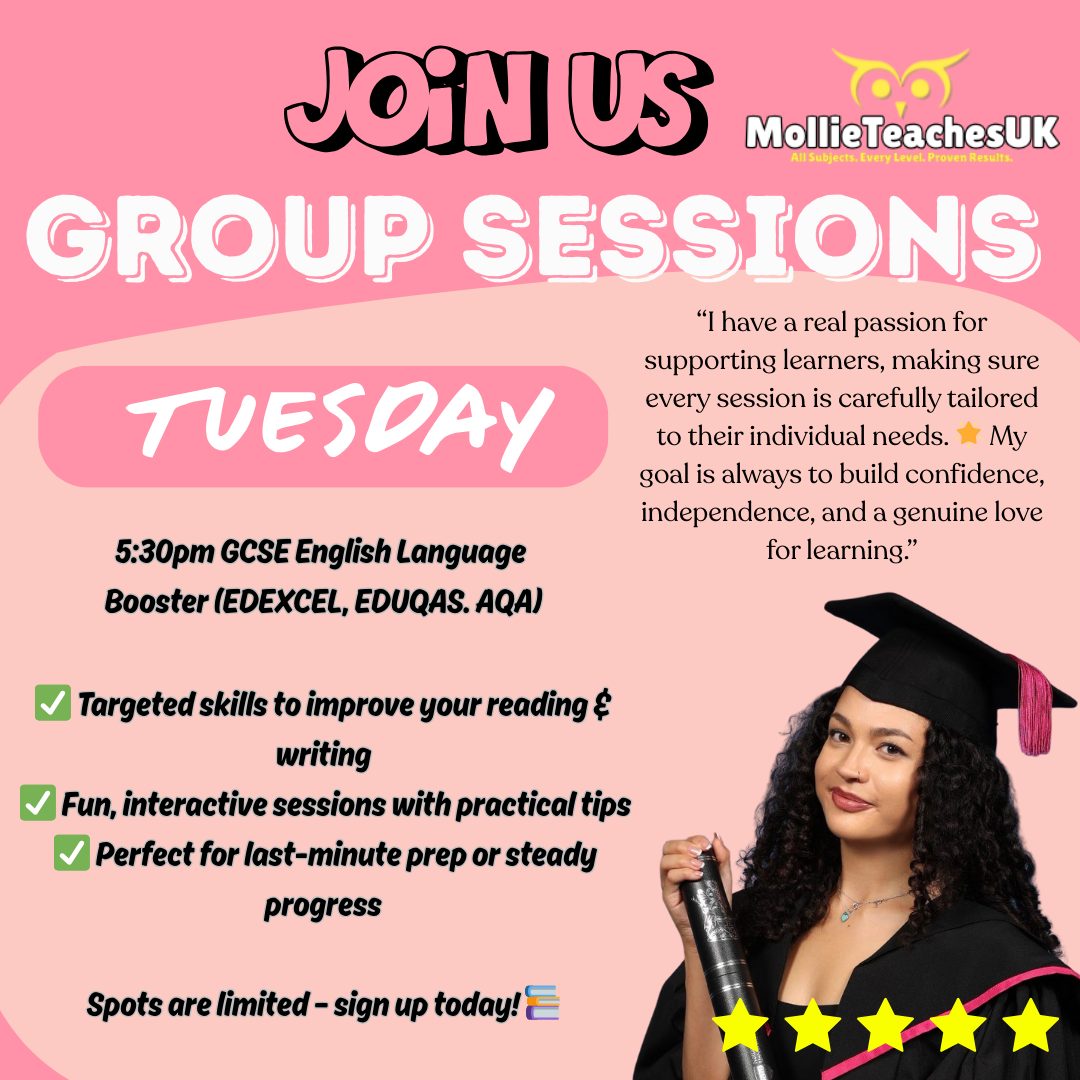 Mollie - 🚀 GCSE English Language Booster – Tuesdays 5:30pm 🚀 (EDEXCEL ...