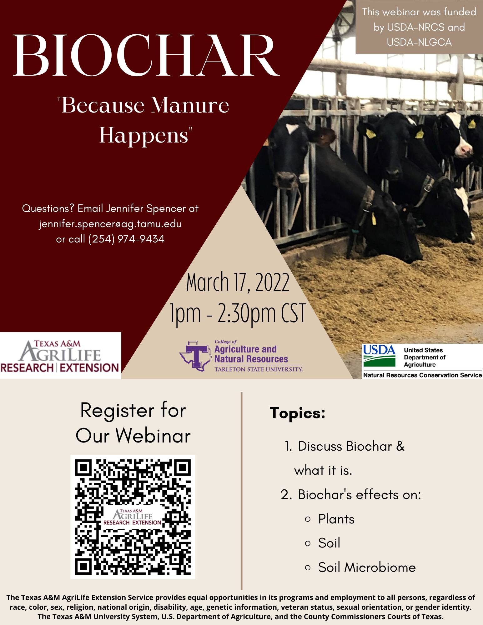 The Biochar webinar will be tomorrow... - Texas Dairy Matters | Facebook