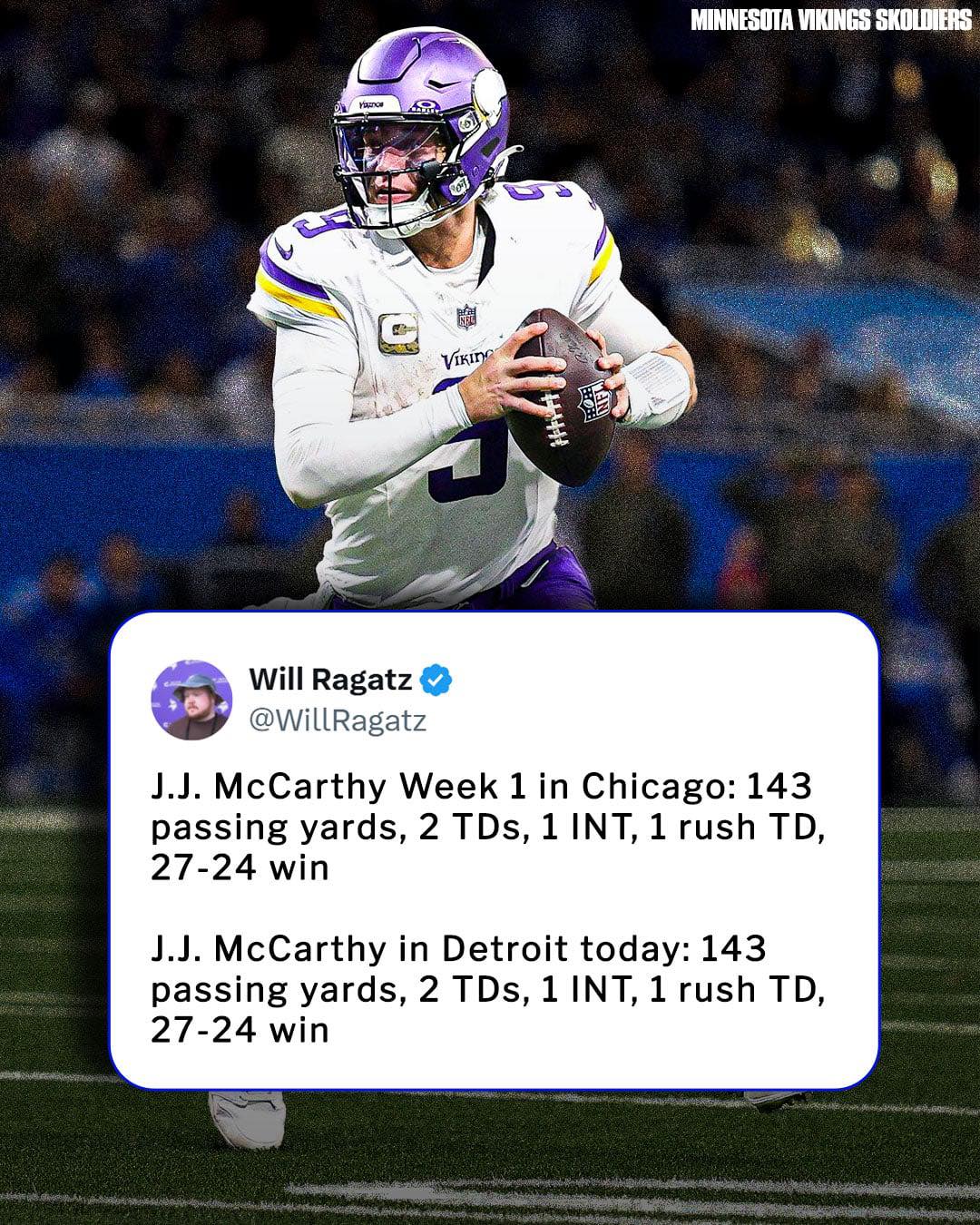 Minnesota - McCarthy has had identical stats in both of his wins this ...