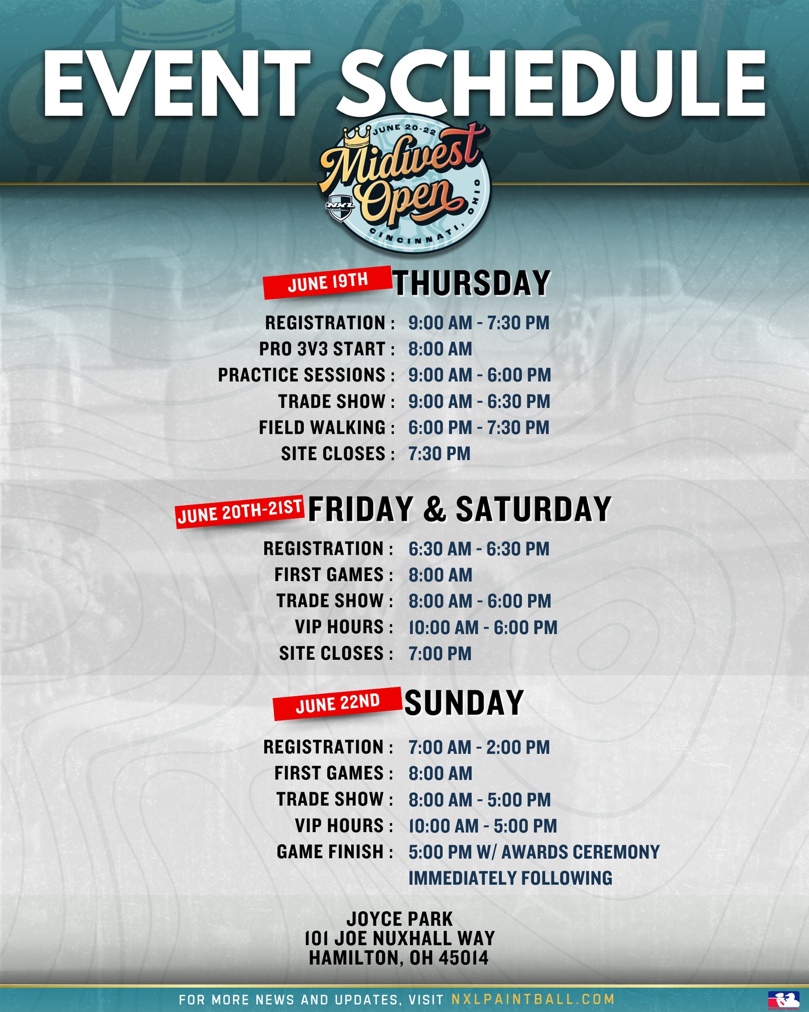 NXL - Here’s your official game plan for the Midwest Open 🗓️ From Pro ...